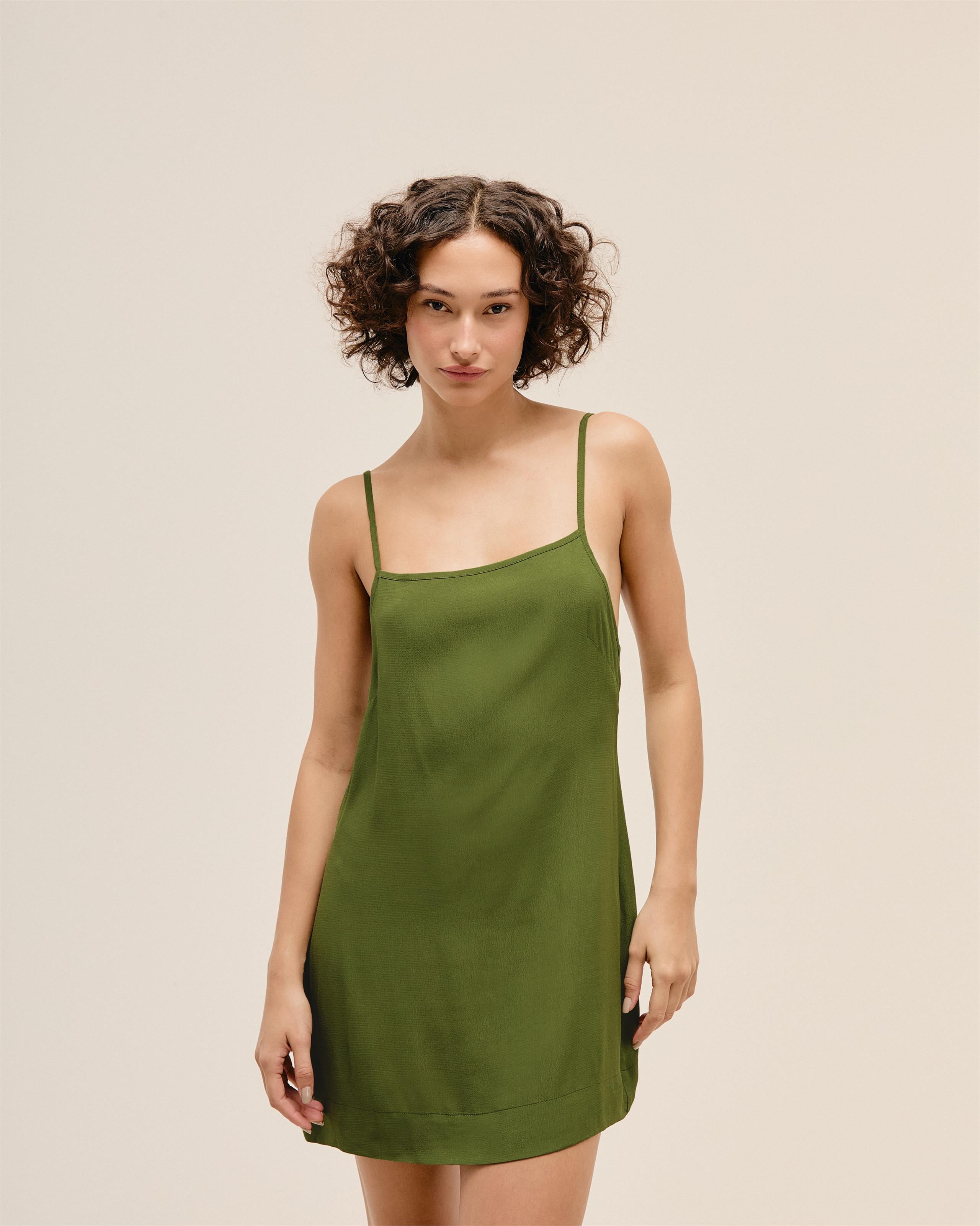 Vestido Clara Mini Verde Oliva