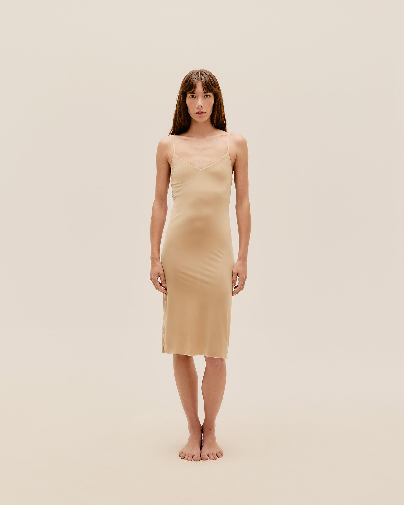 Vestido Combinação Mid Bege
