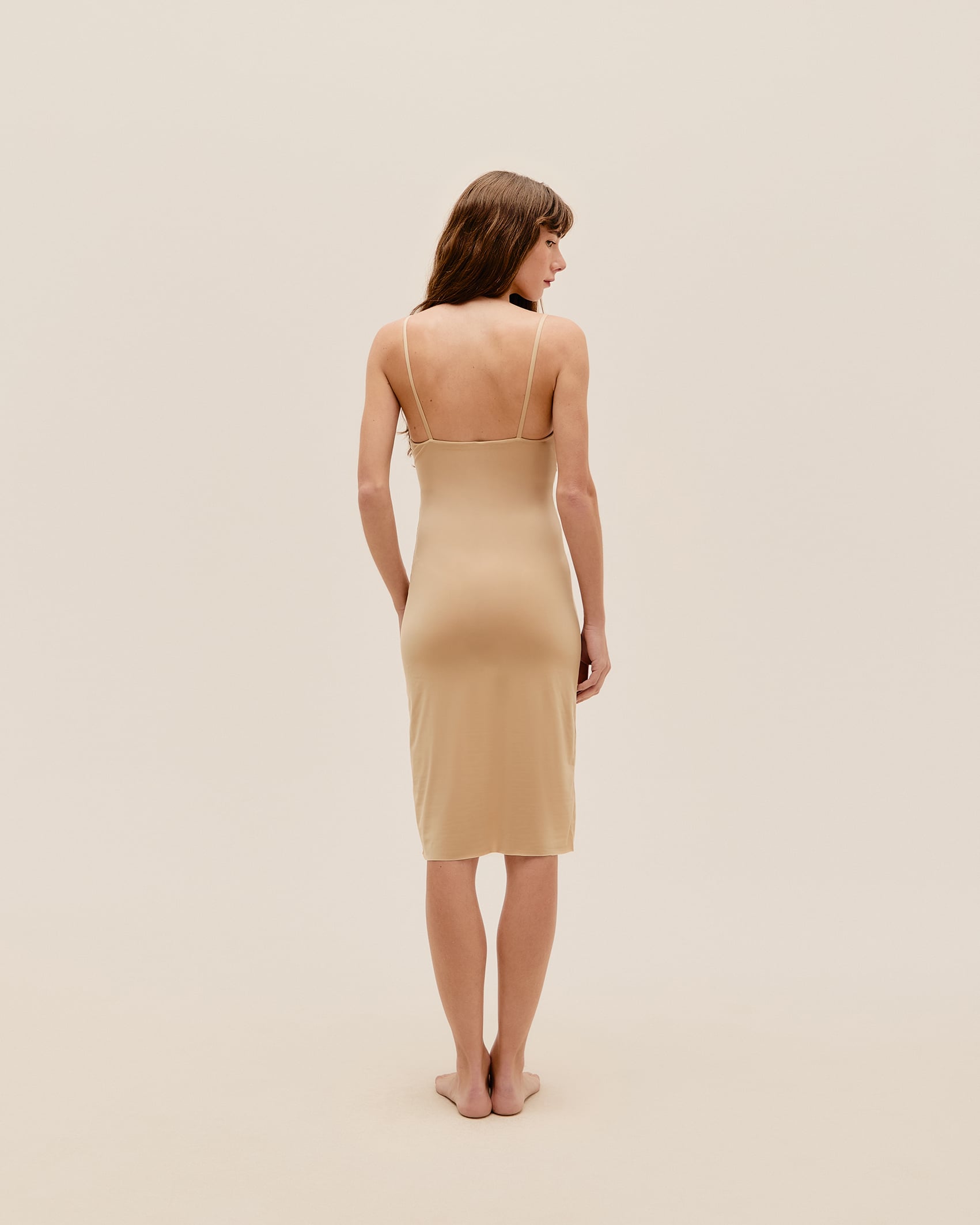 Vestido Combinação Mid Bege