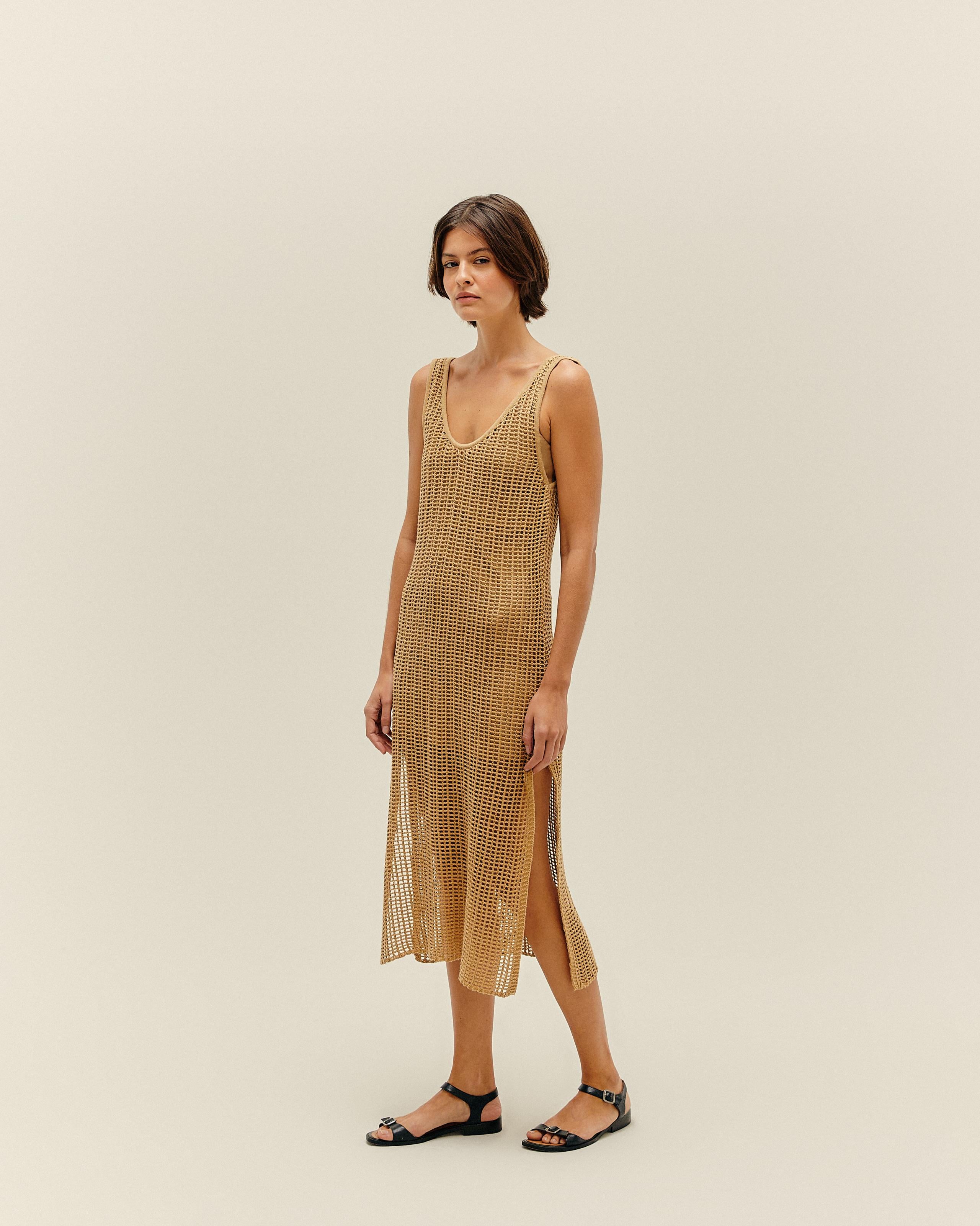 Vestido Combinação v Bege Satu