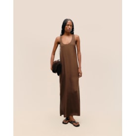 Haight — Vestido Decote U Longo Marrom Brauna