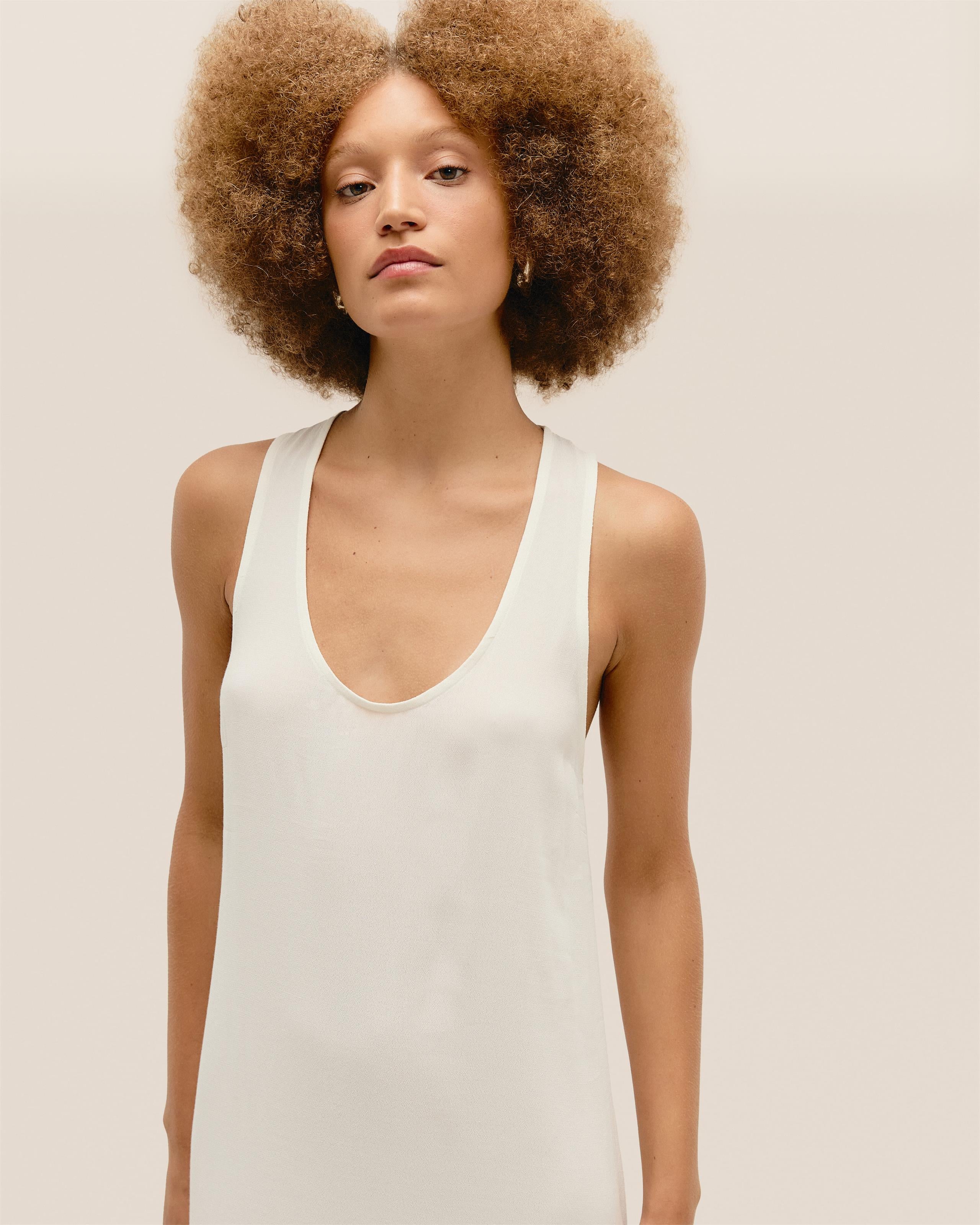 Vestido Decote U Longo Off-White
