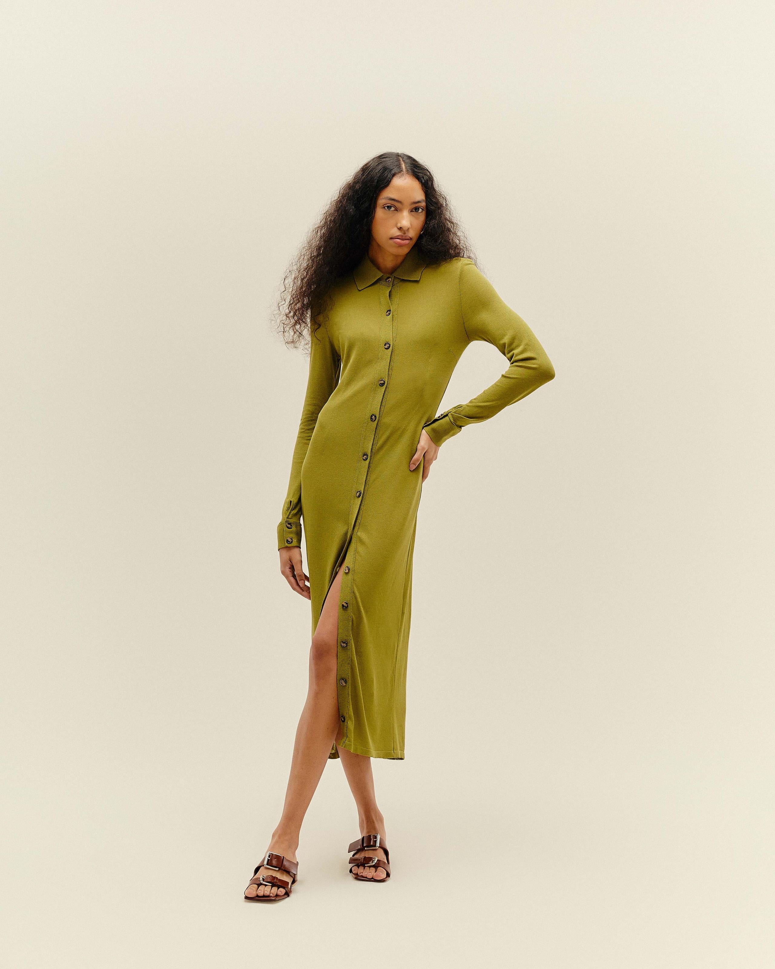 Vestido Duda Tricot Verde Semente