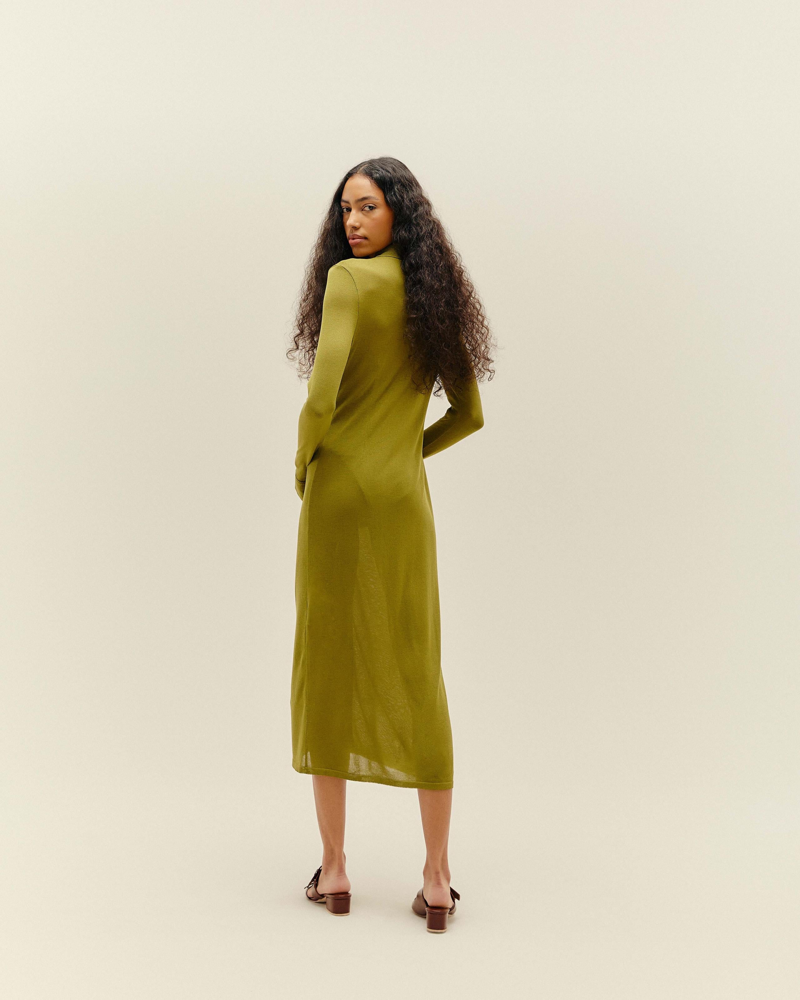 Vestido Duda Tricot Verde Semente