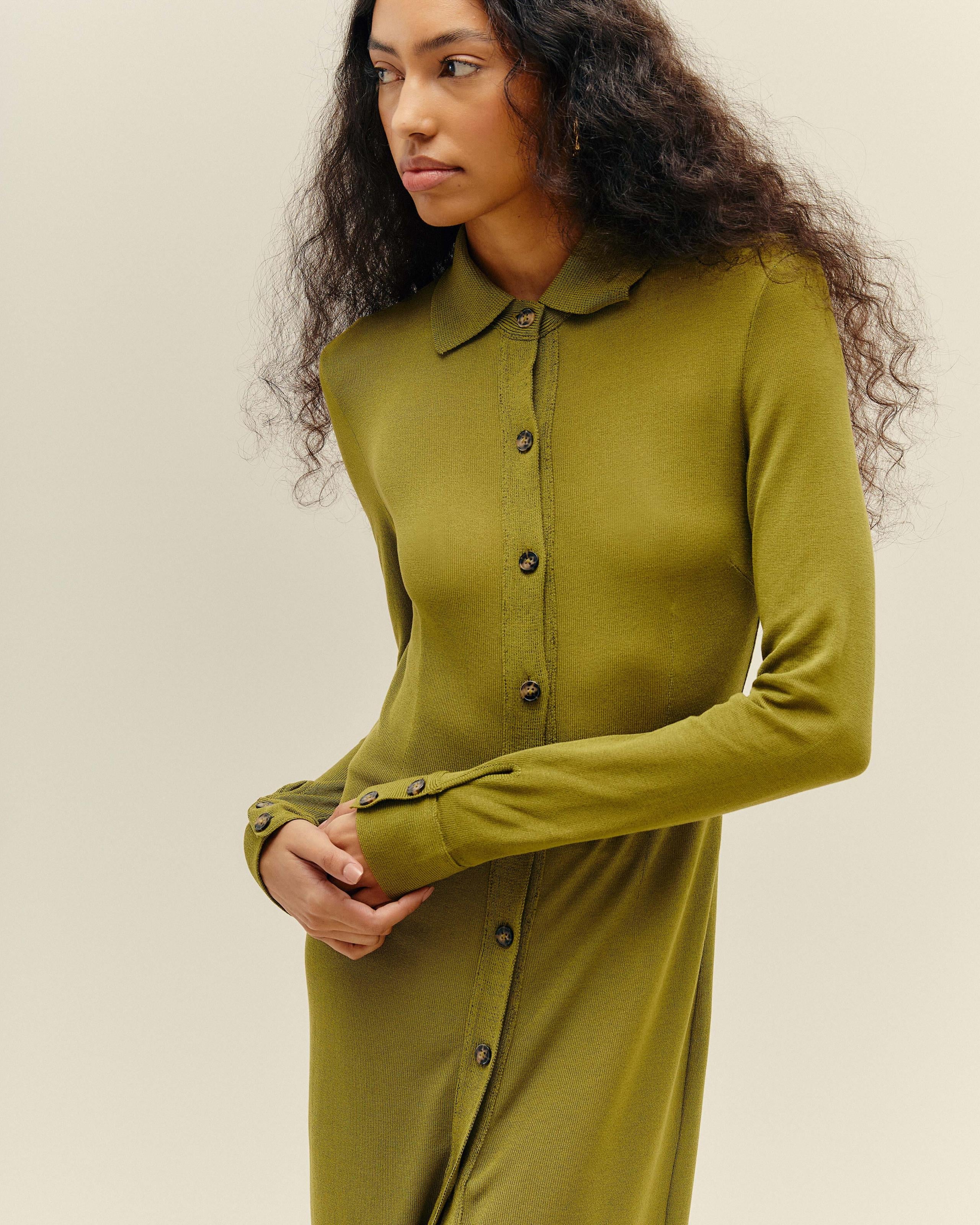 Vestido Duda Tricot Verde Semente