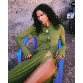 Haight — Vestido Duda Tricot Verde Semente