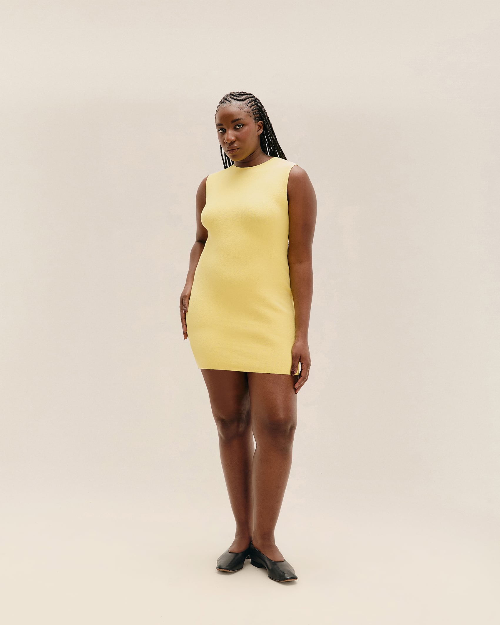 Vestido Eva Tricot Amarelo Feixe