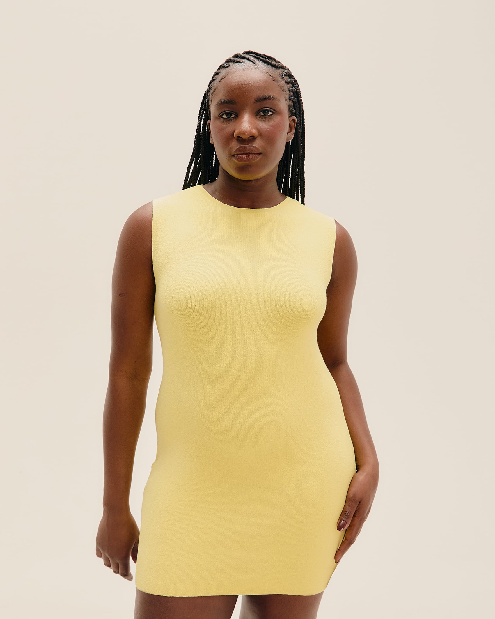 Vestido Eva Tricot Amarelo Feixe