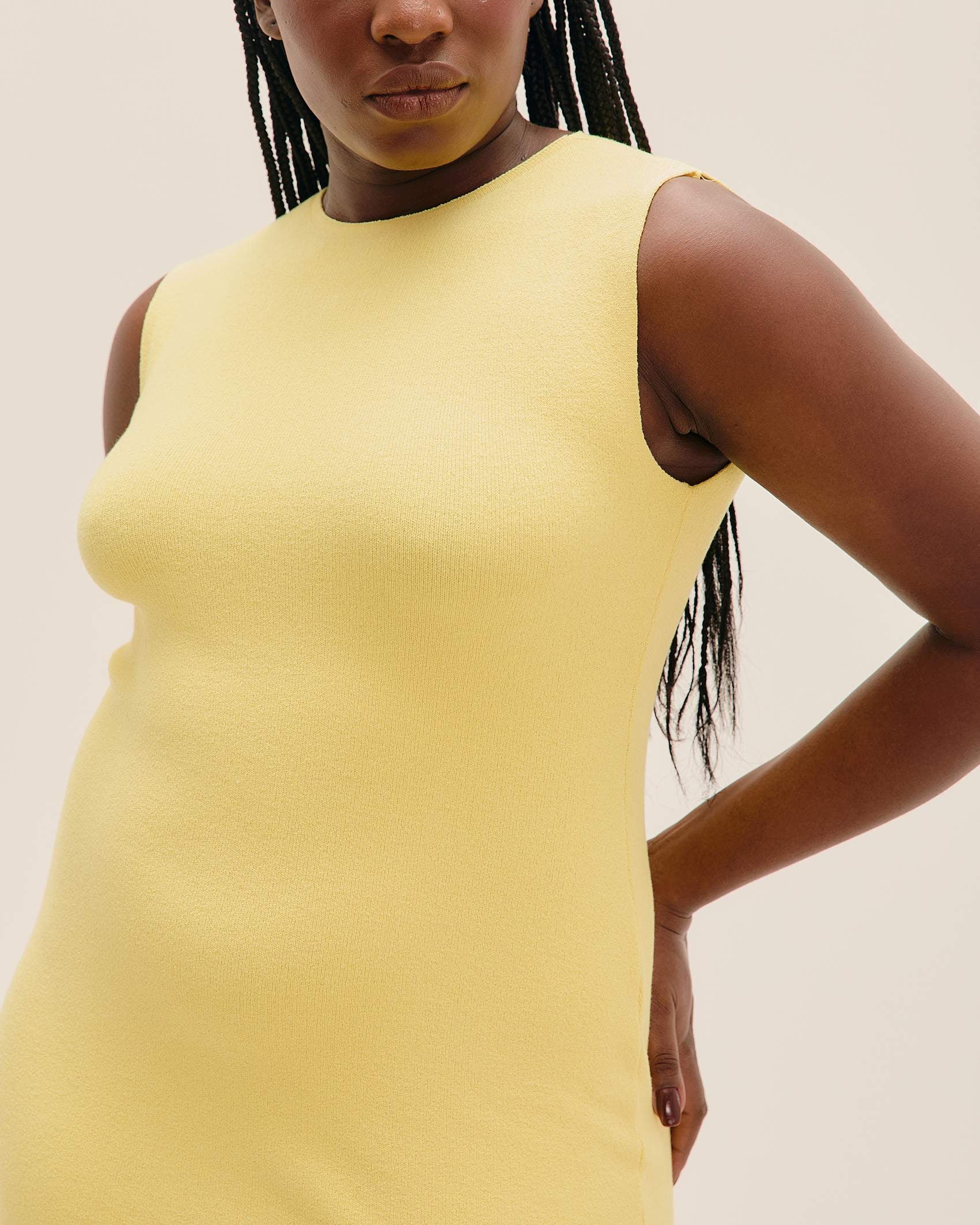 Vestido Eva Tricot Amarelo Feixe