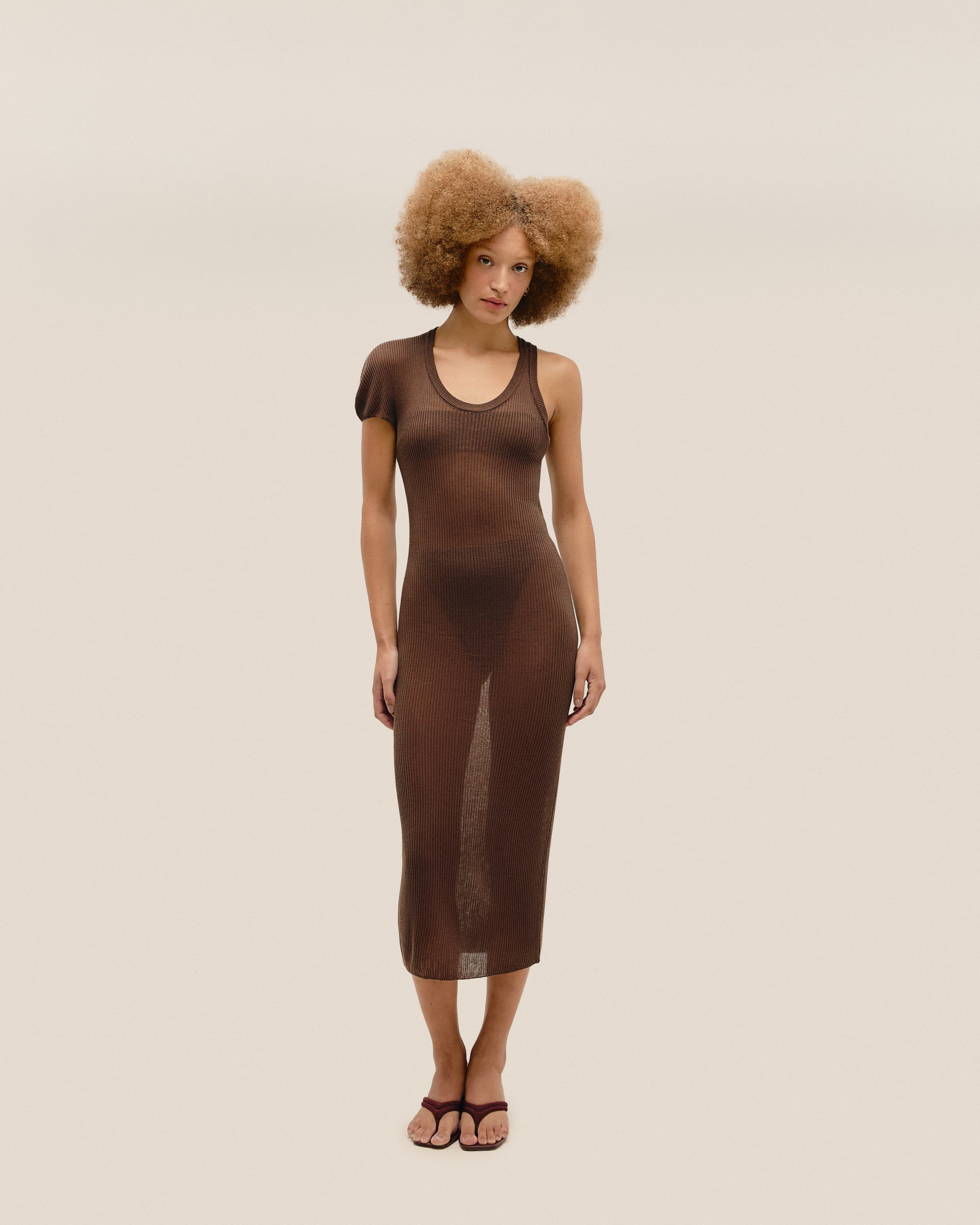 Vestido Florencia Tricot Marrom Brauna