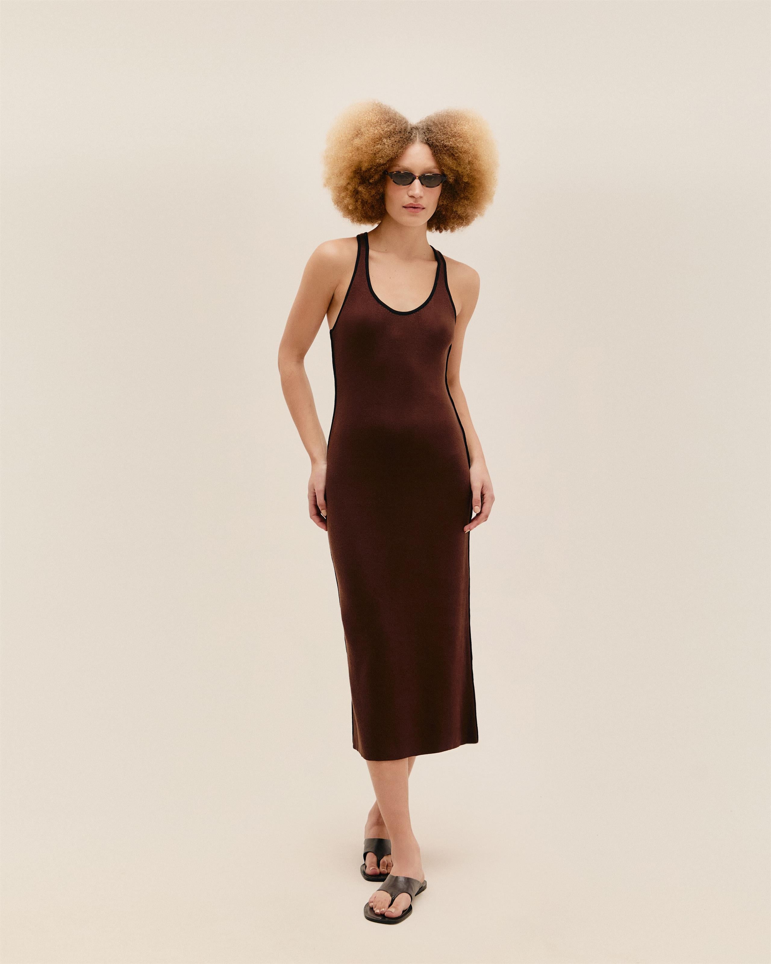 Vestido Gio Tricot Marrom Brauna