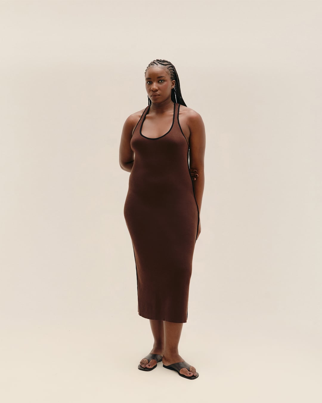 Vestido Gio Tricot Marrom Brauna