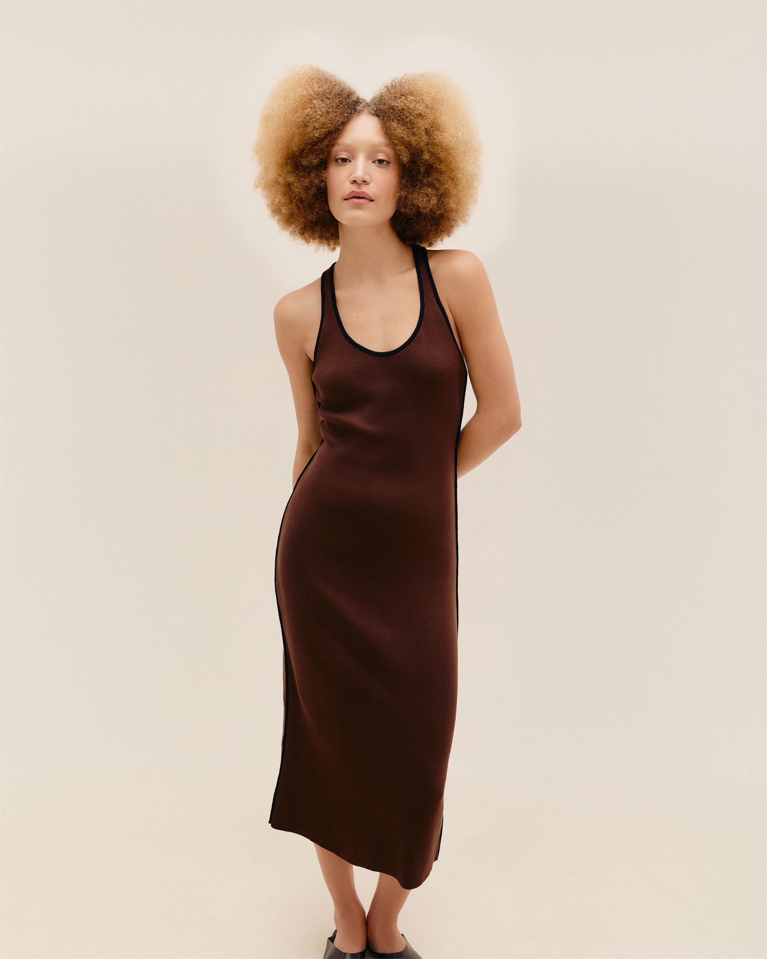 Vestido Gio Tricot Marrom Brauna