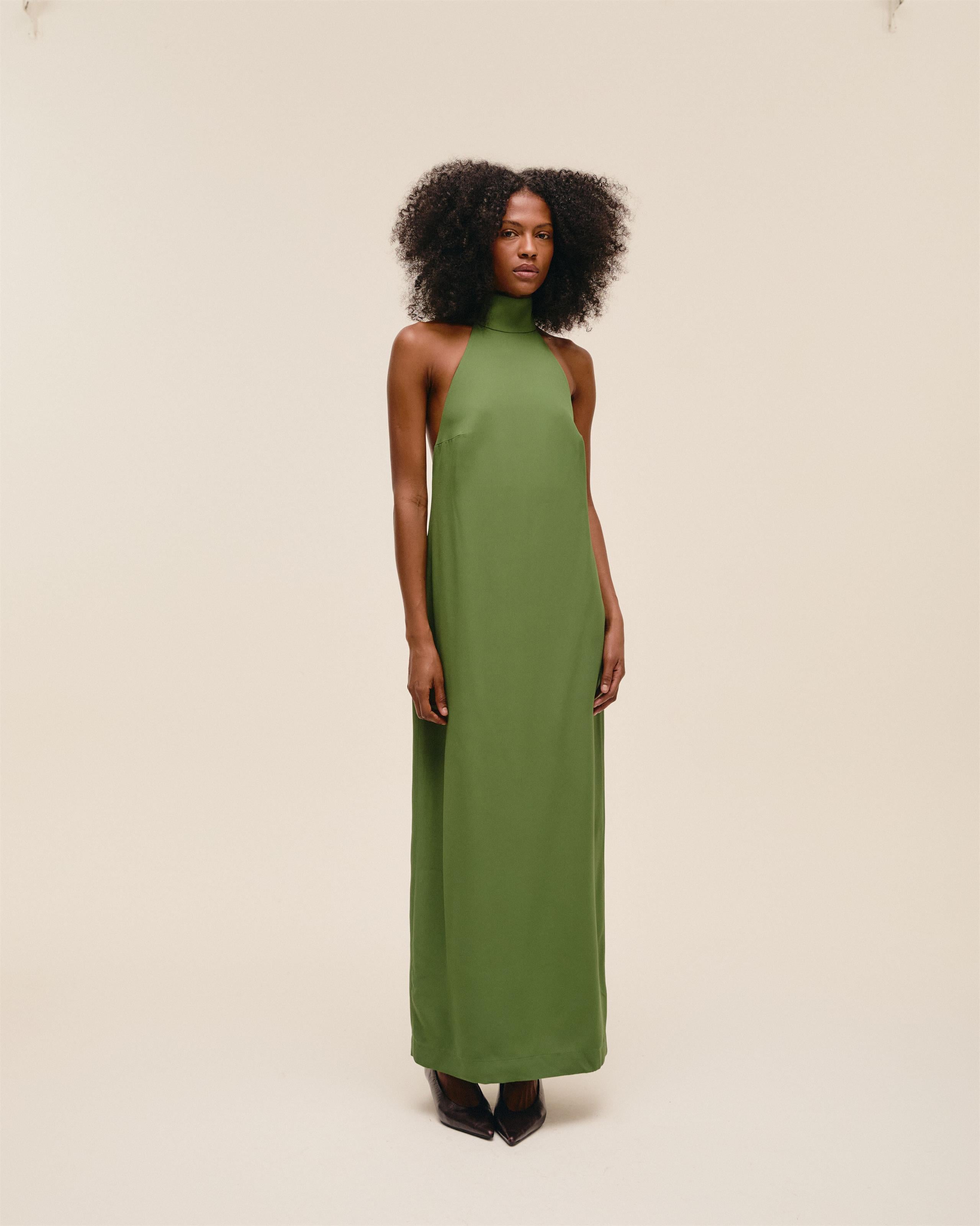 Vestido Gola Alta Verde