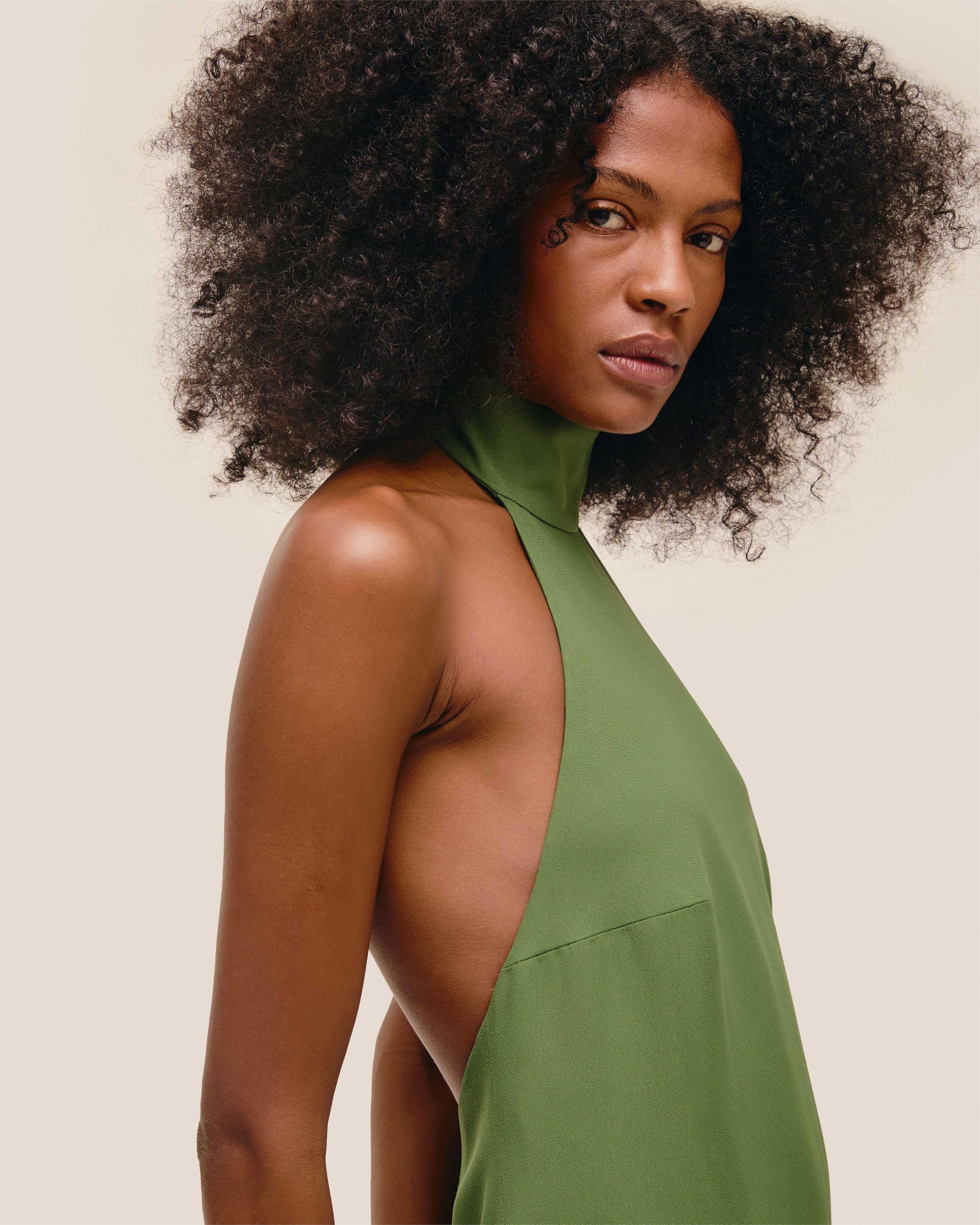 Vestido Gola Alta Verde