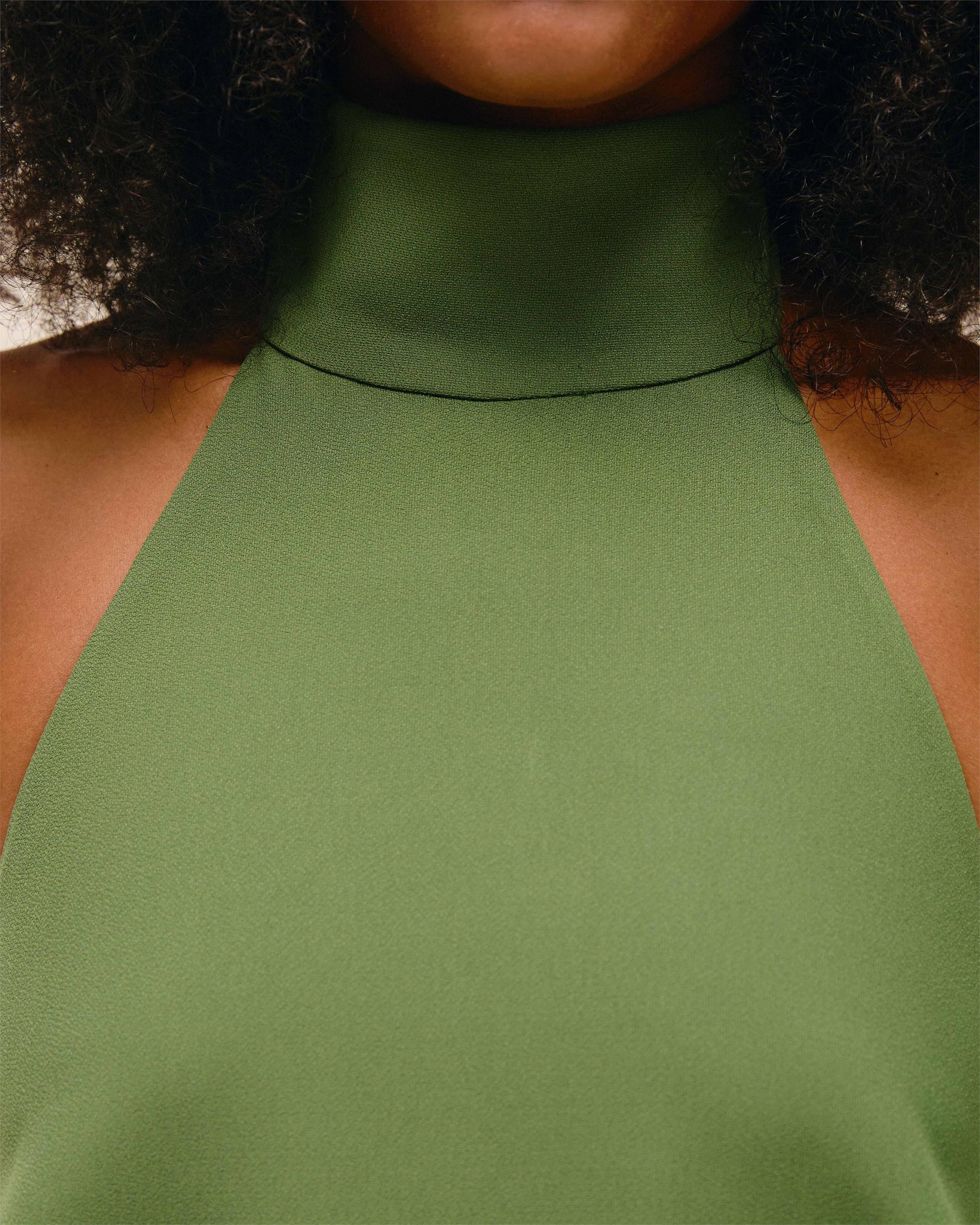 Vestido Gola Alta Verde