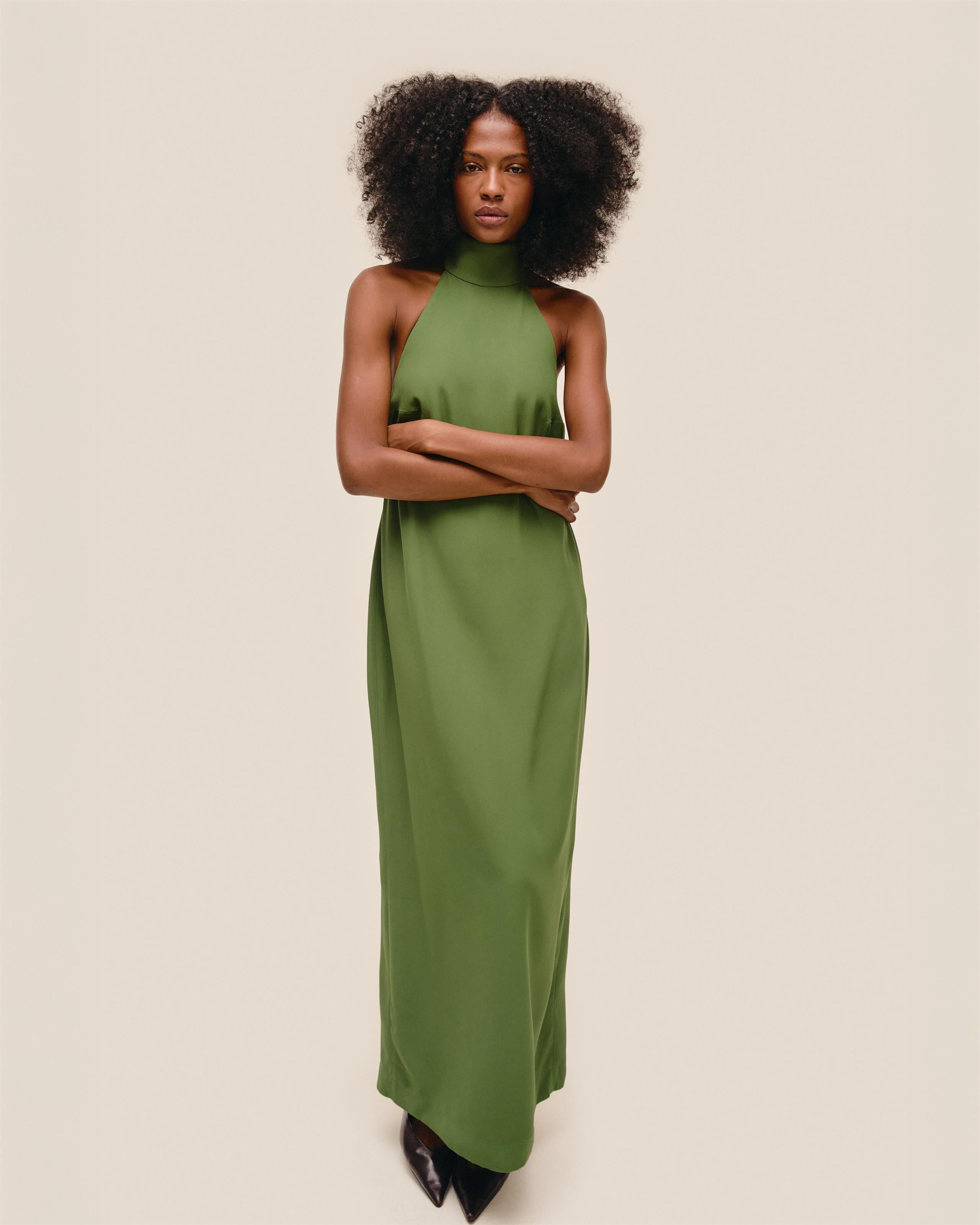 Vestido Gola Alta Verde