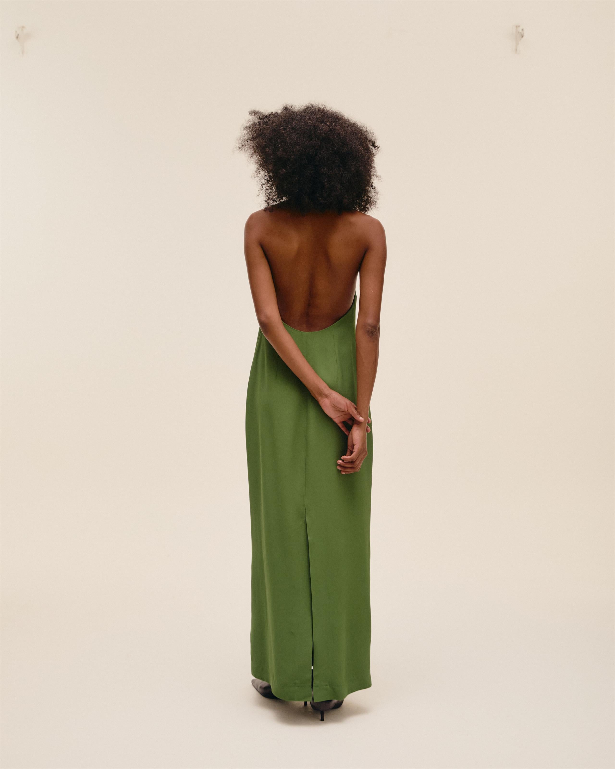 Vestido Gola Alta Verde