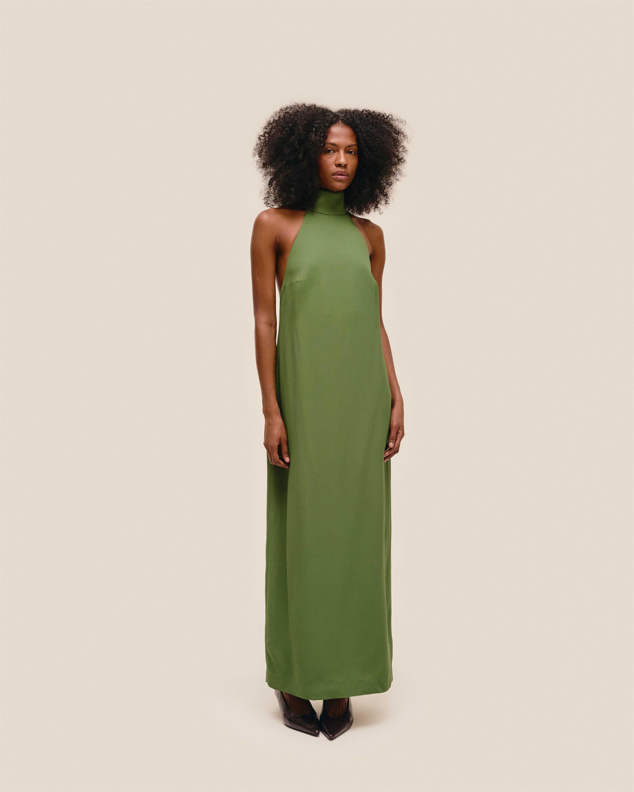 Vestido Gola Alta Verde