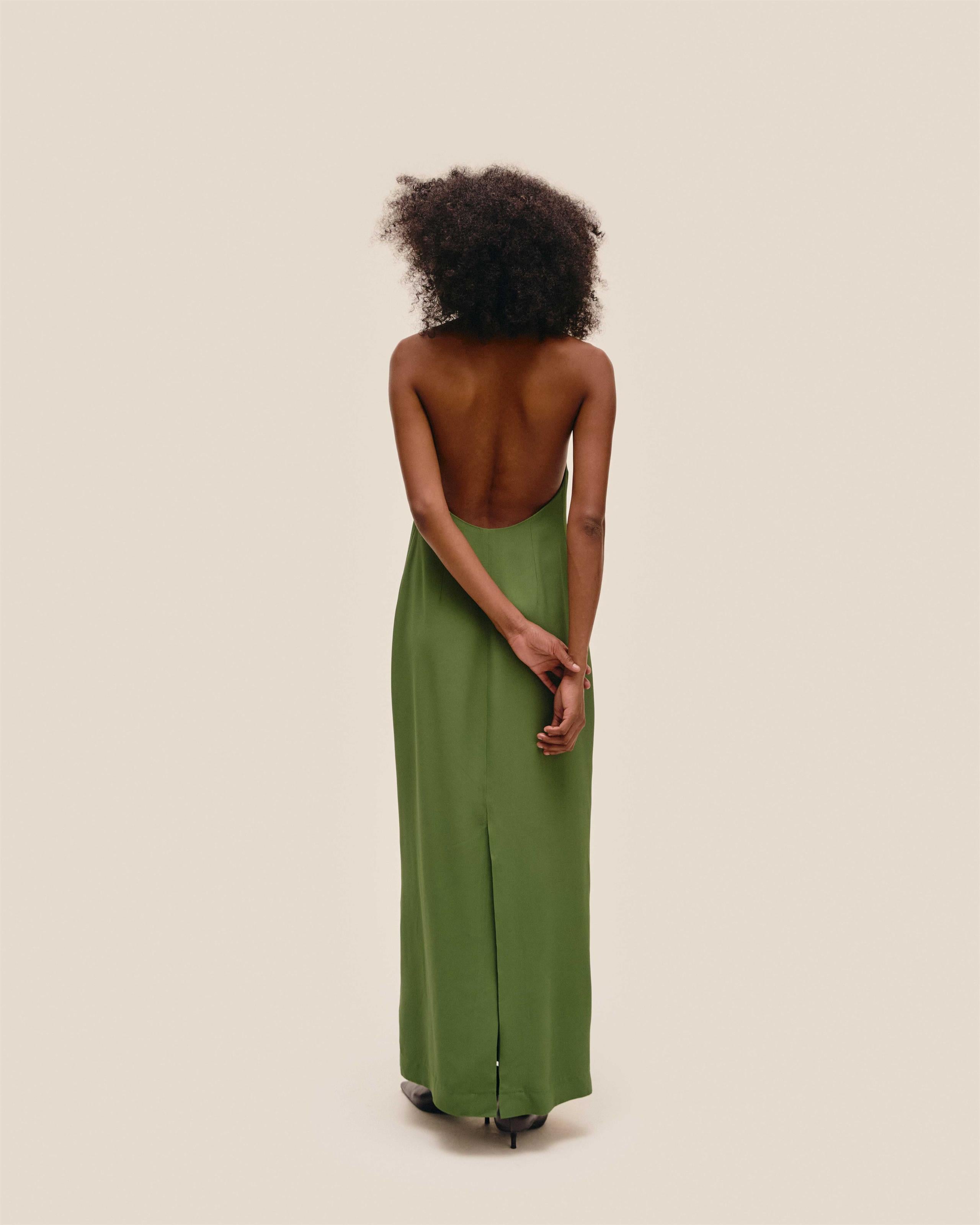 Vestido Gola Alta Verde