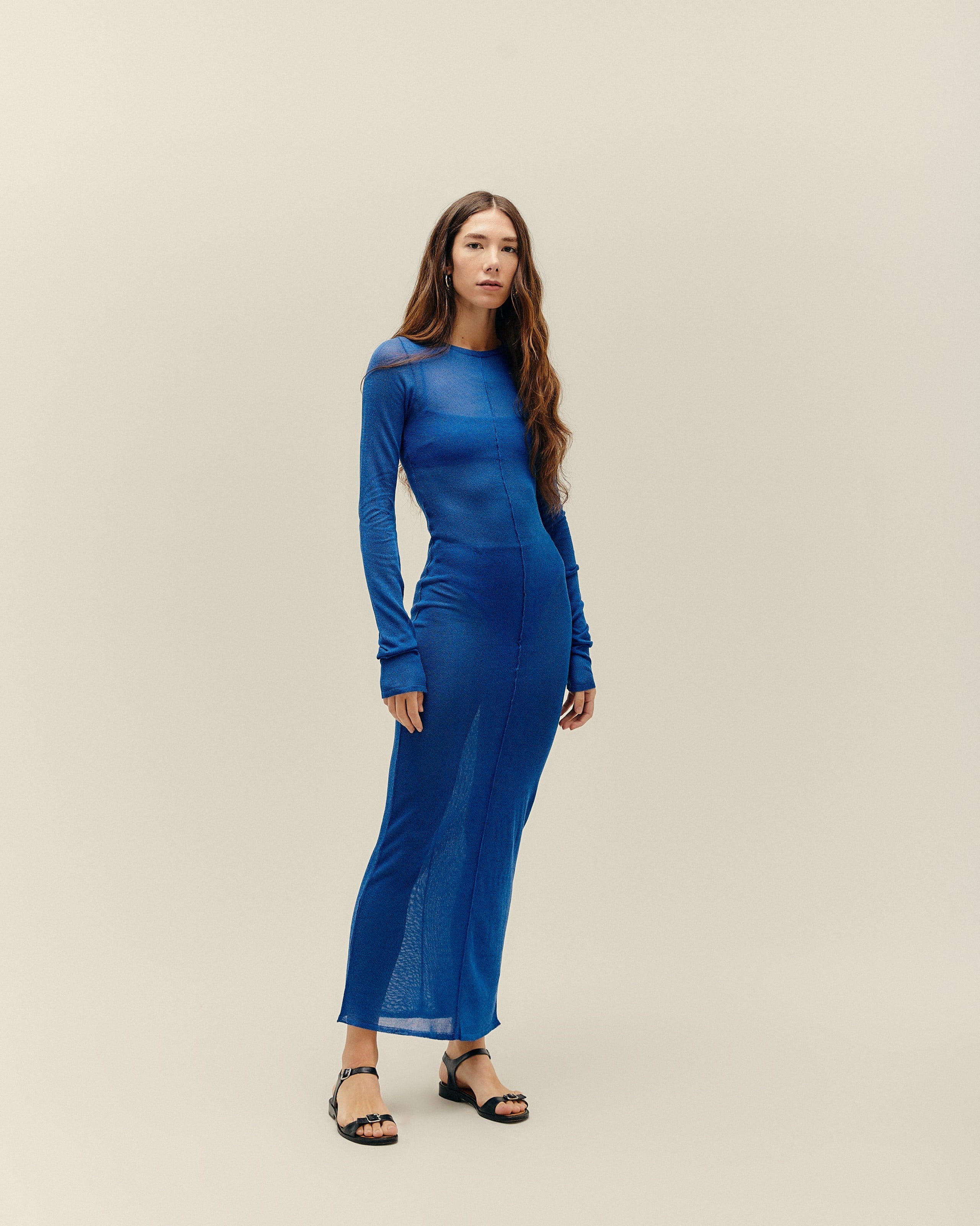 Vestido Isadora Tricot Azul Cobalto