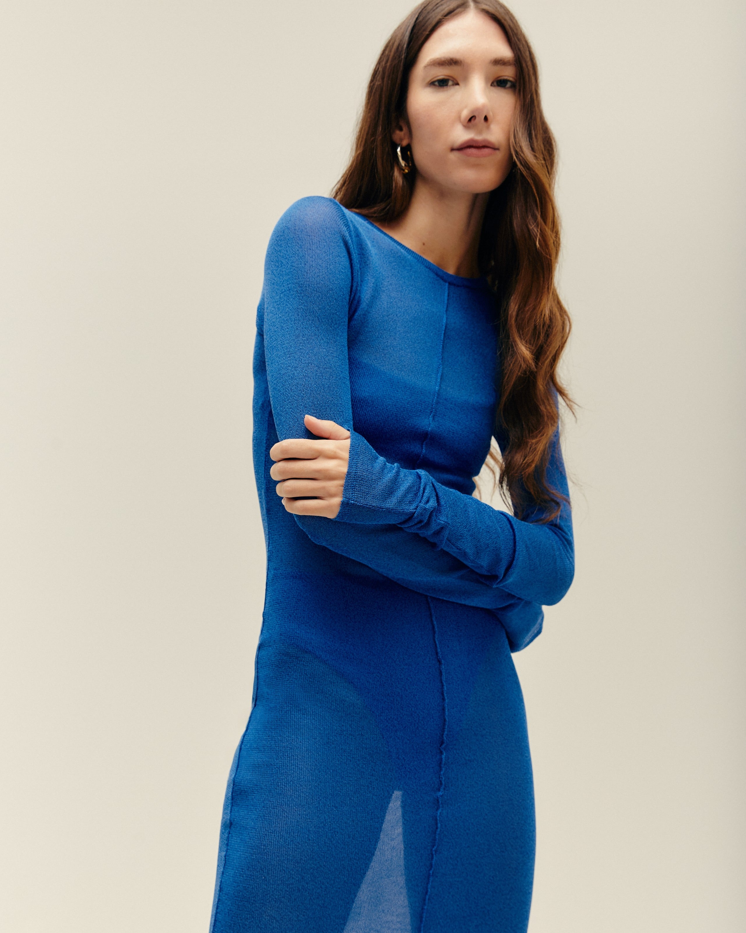 Vestido Isadora Tricot Azul Cobalto