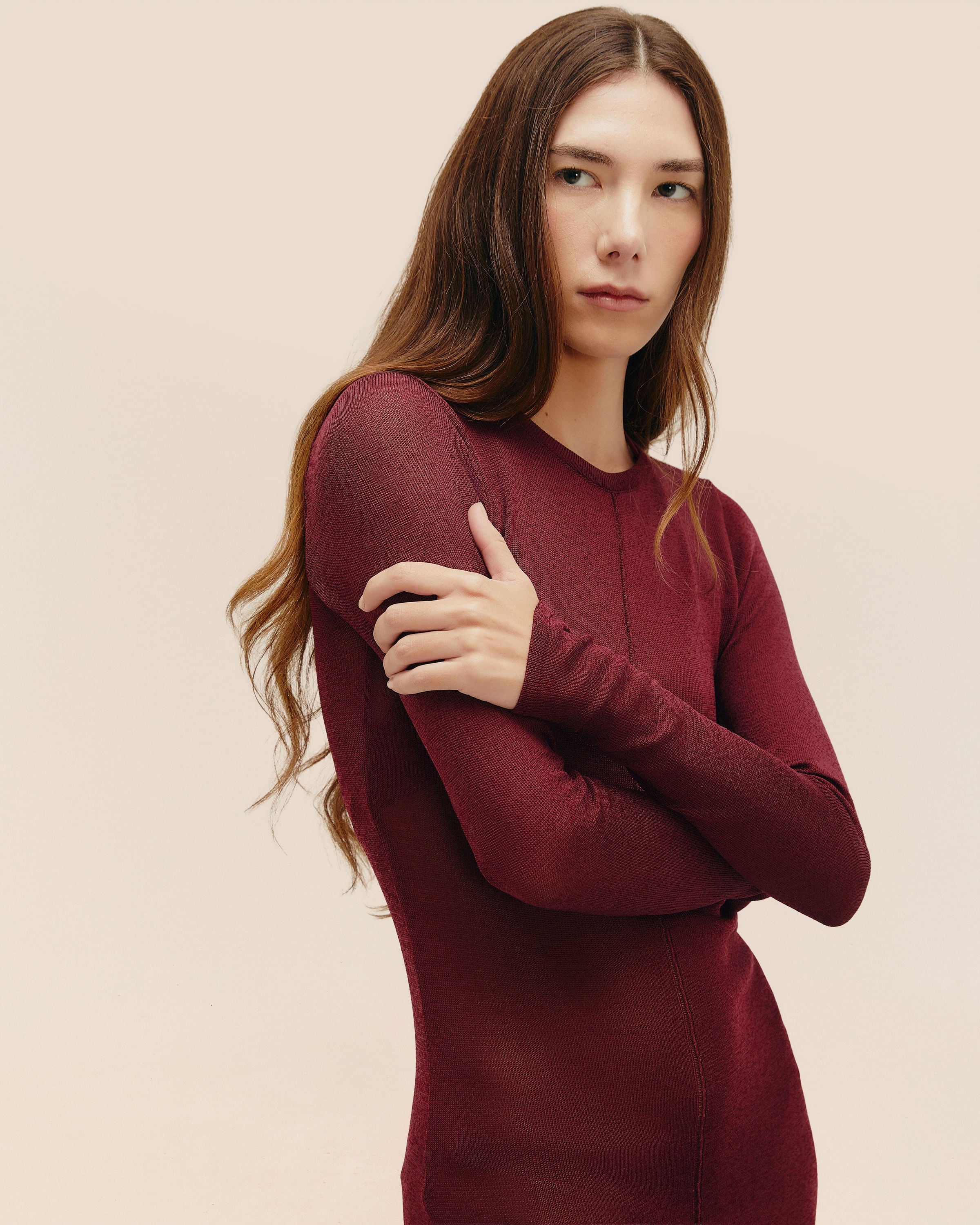 Vestido Isadora Tricot Vinho Marsala