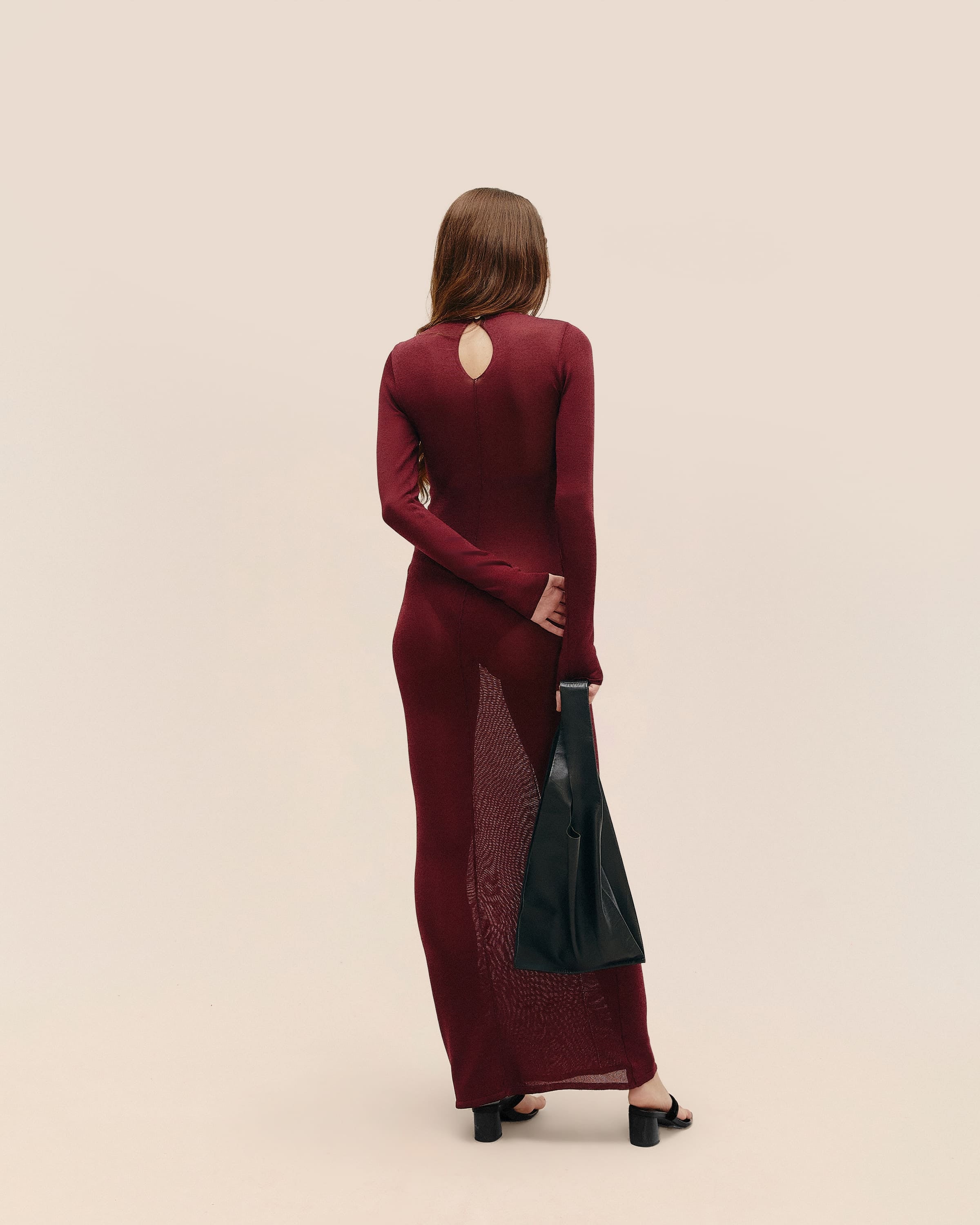 Vestido Isadora Tricot Vinho Marsala