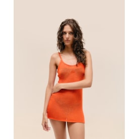 Haight — Vestido Isla Mini Tricot Laranja Mandarina