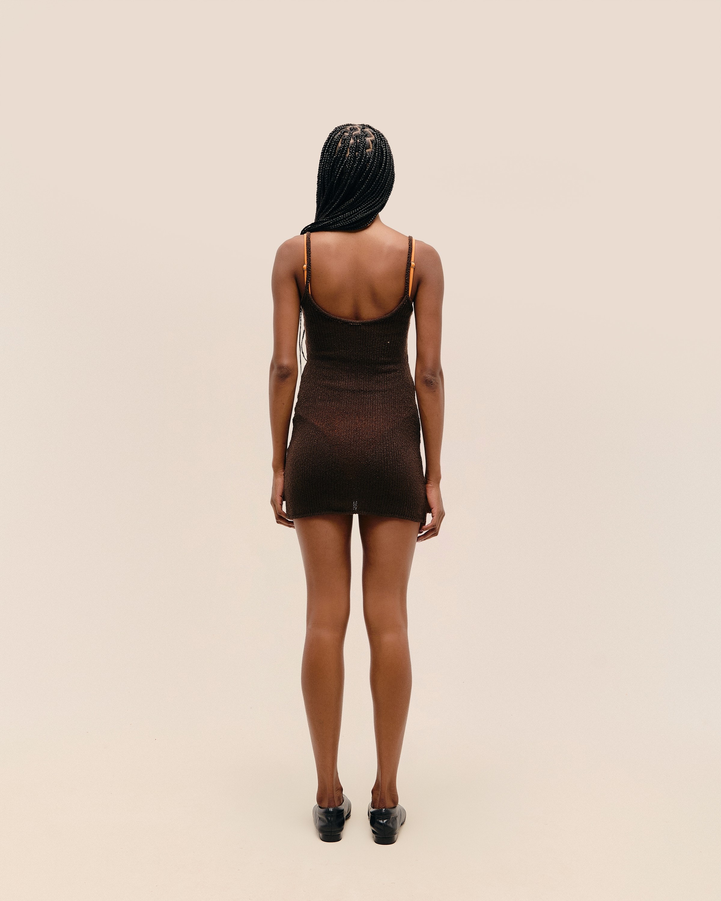 Vestido Isla Mini Tricot Marrom Brauna