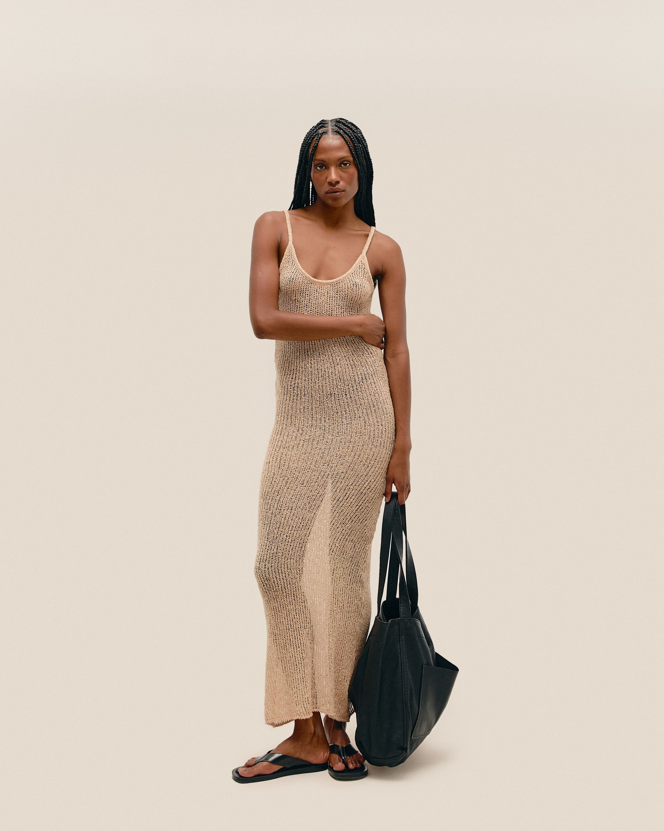 Vestido Isla Tricot Bege