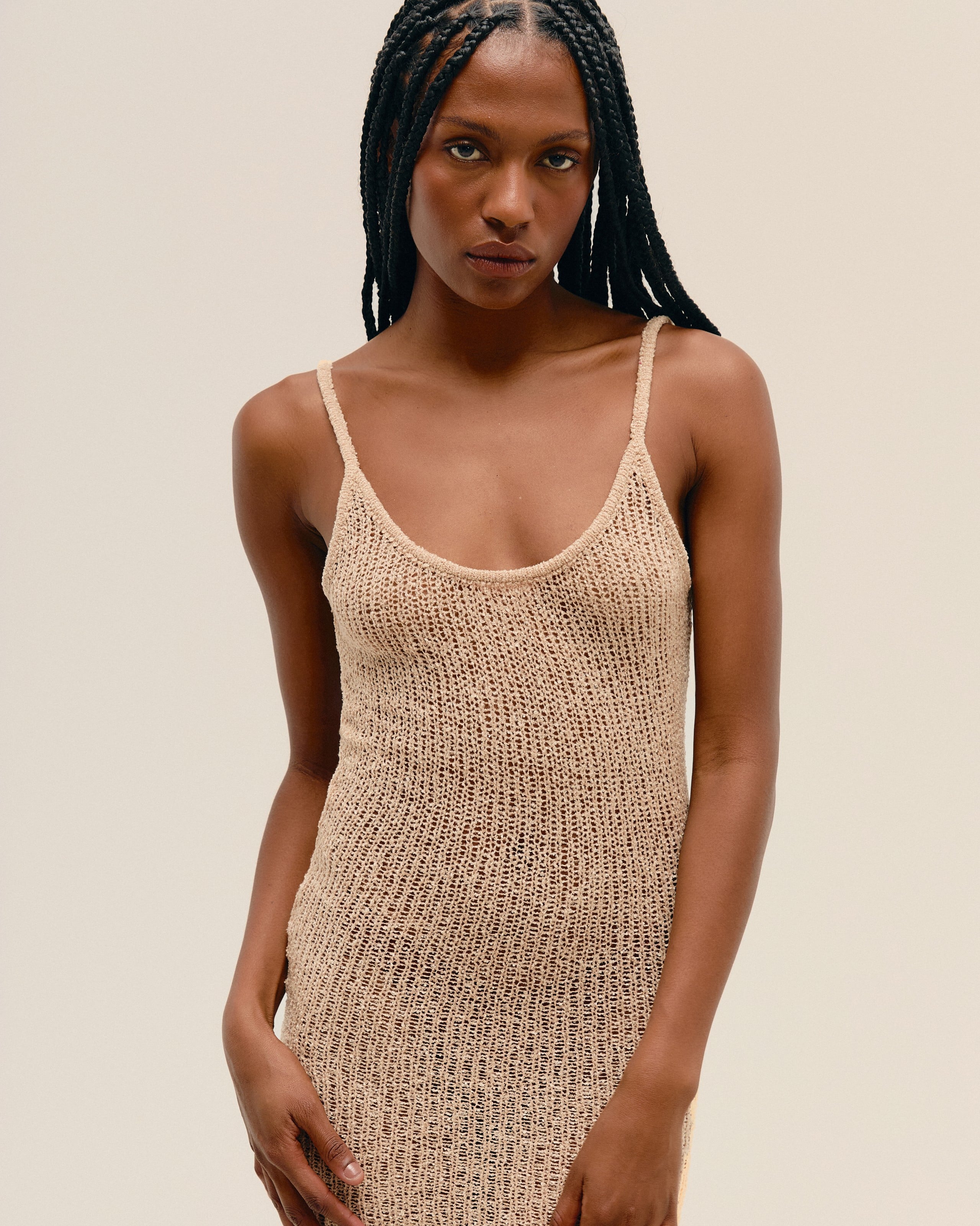 Vestido Isla Tricot Bege