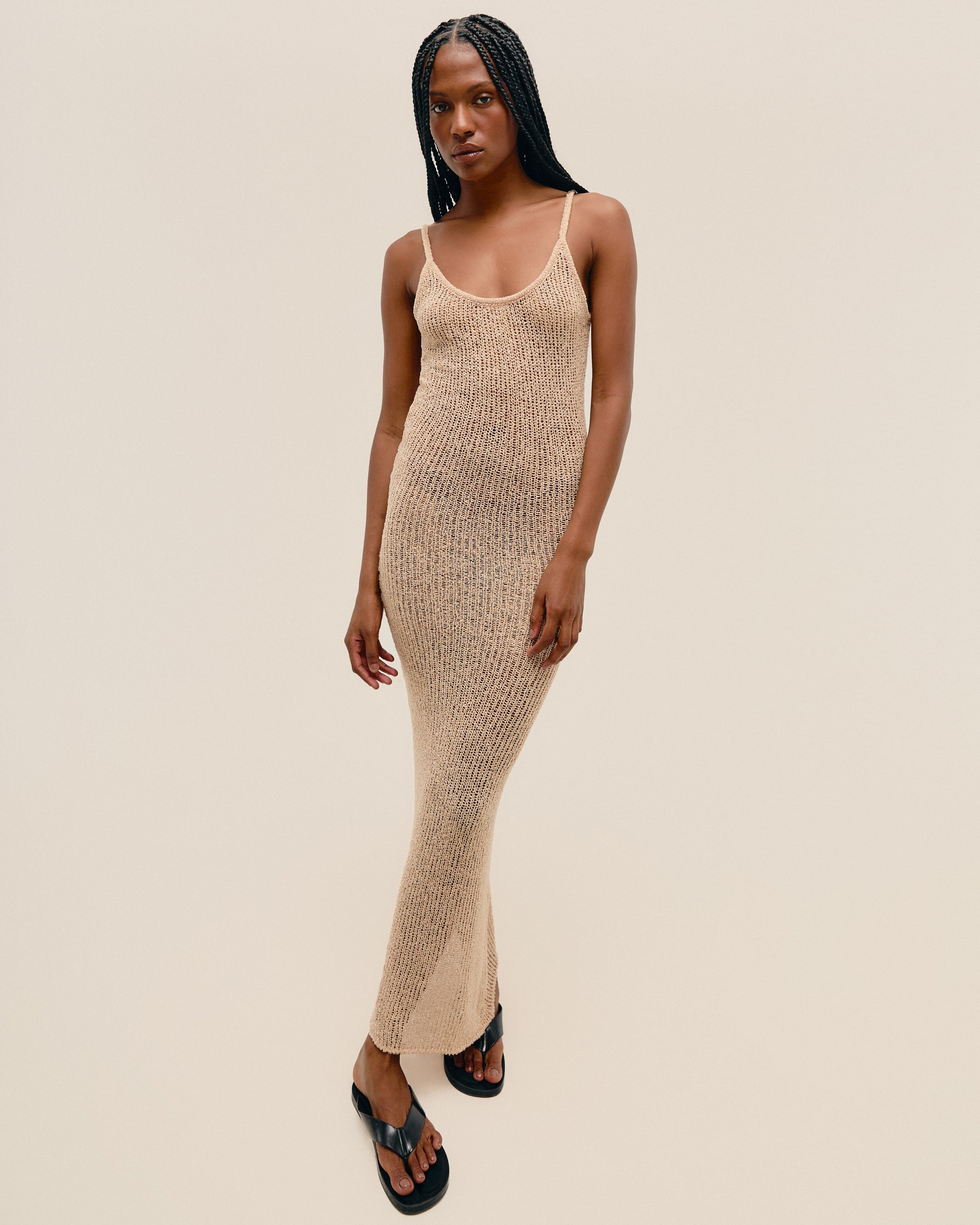 Vestido Isla Tricot Bege