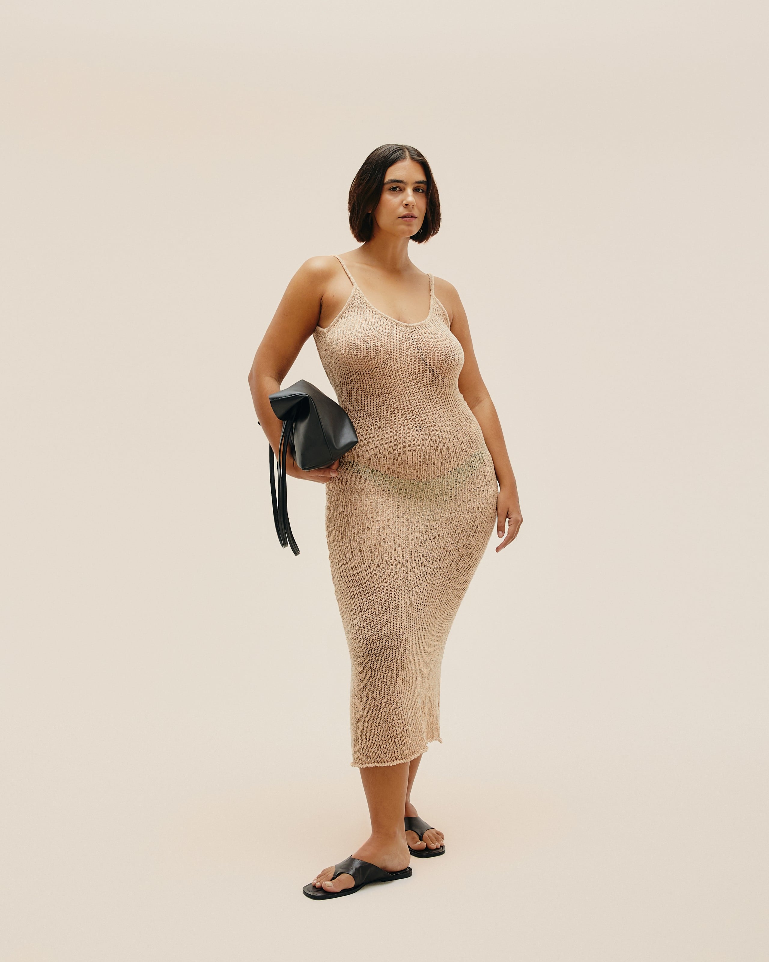 Vestido Isla Tricot Bege