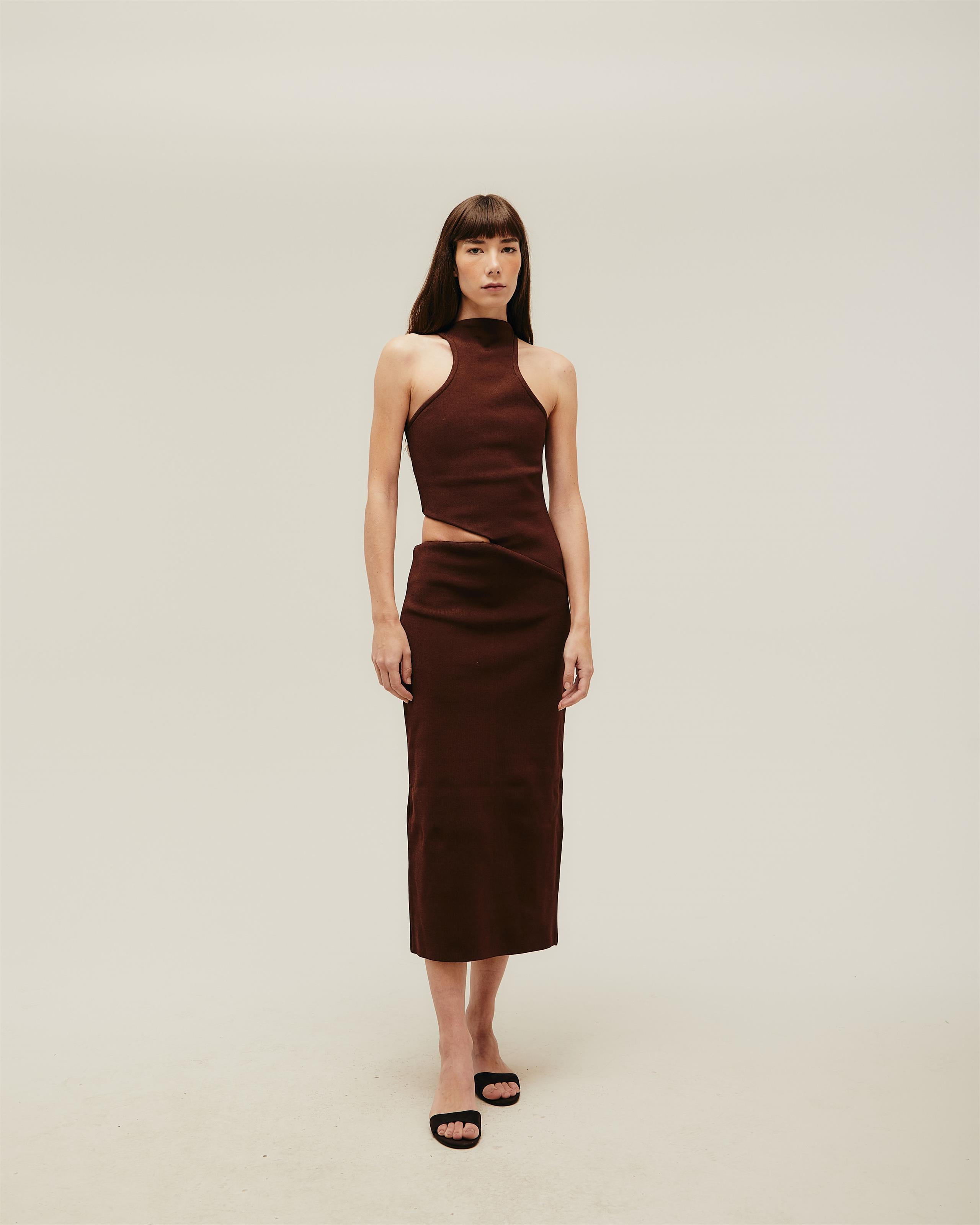 Vestido Ivy Tricot Marrom Brauna