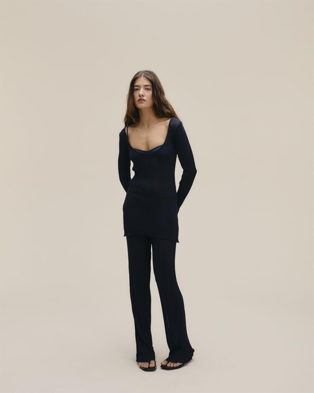 Vestido Leila Tricot Marinho Classico
