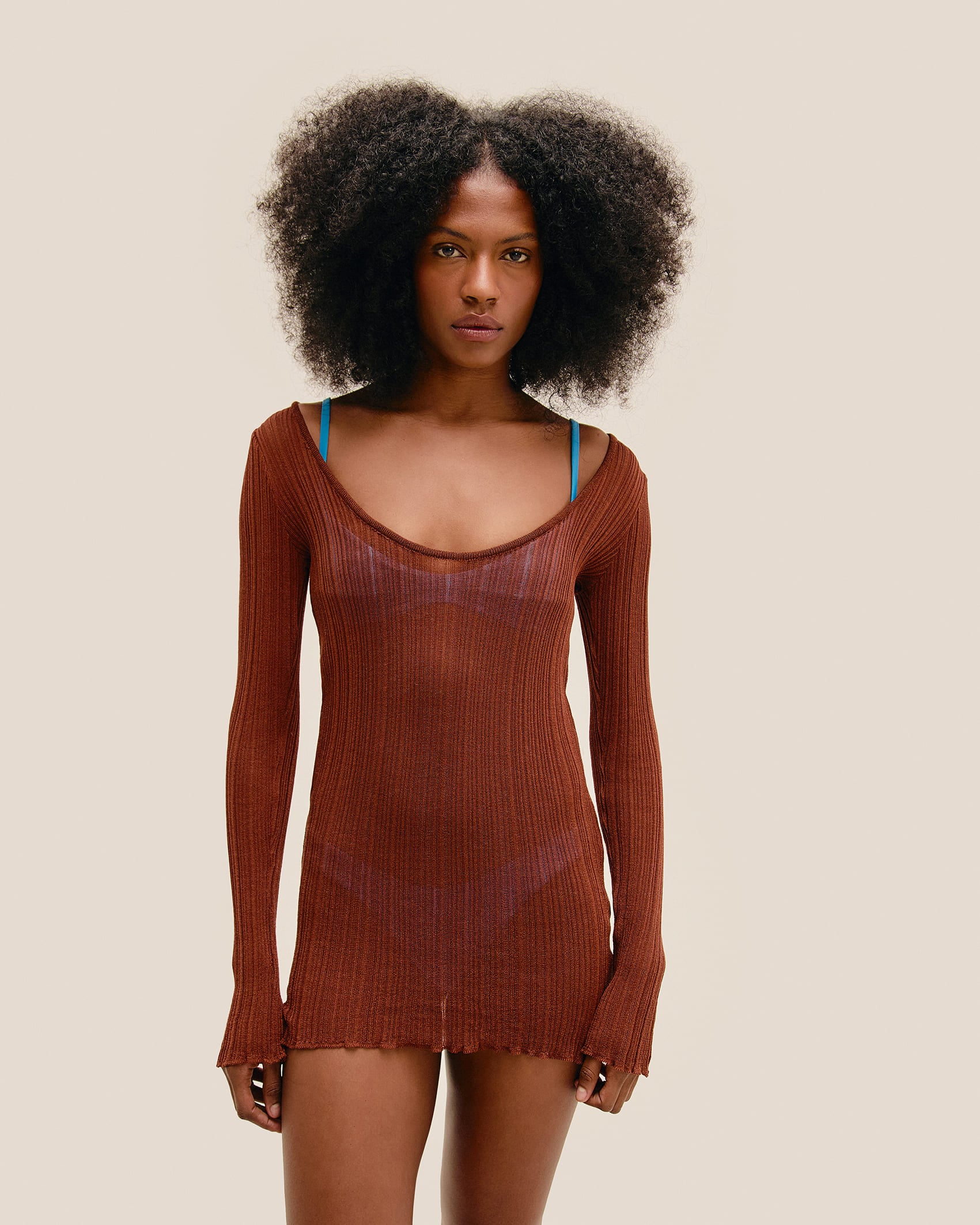 Vestido Leila Tricot Marrom