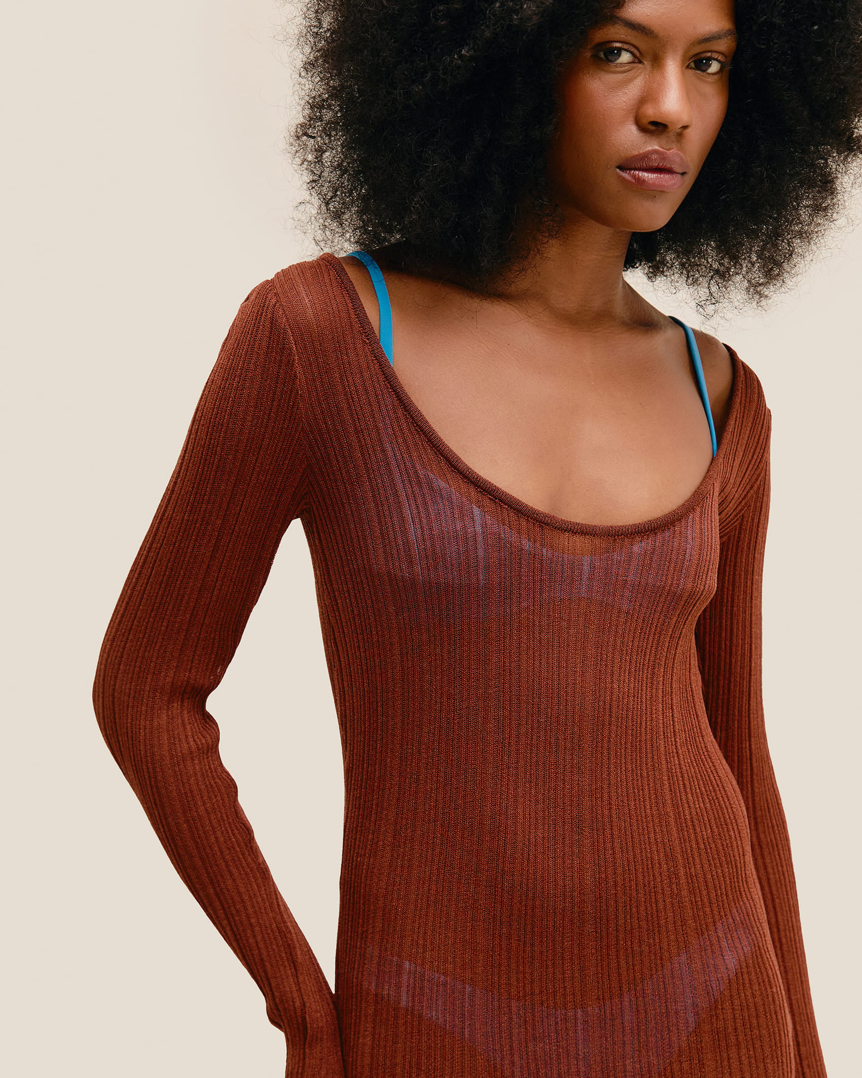 Vestido Leila Tricot Marrom