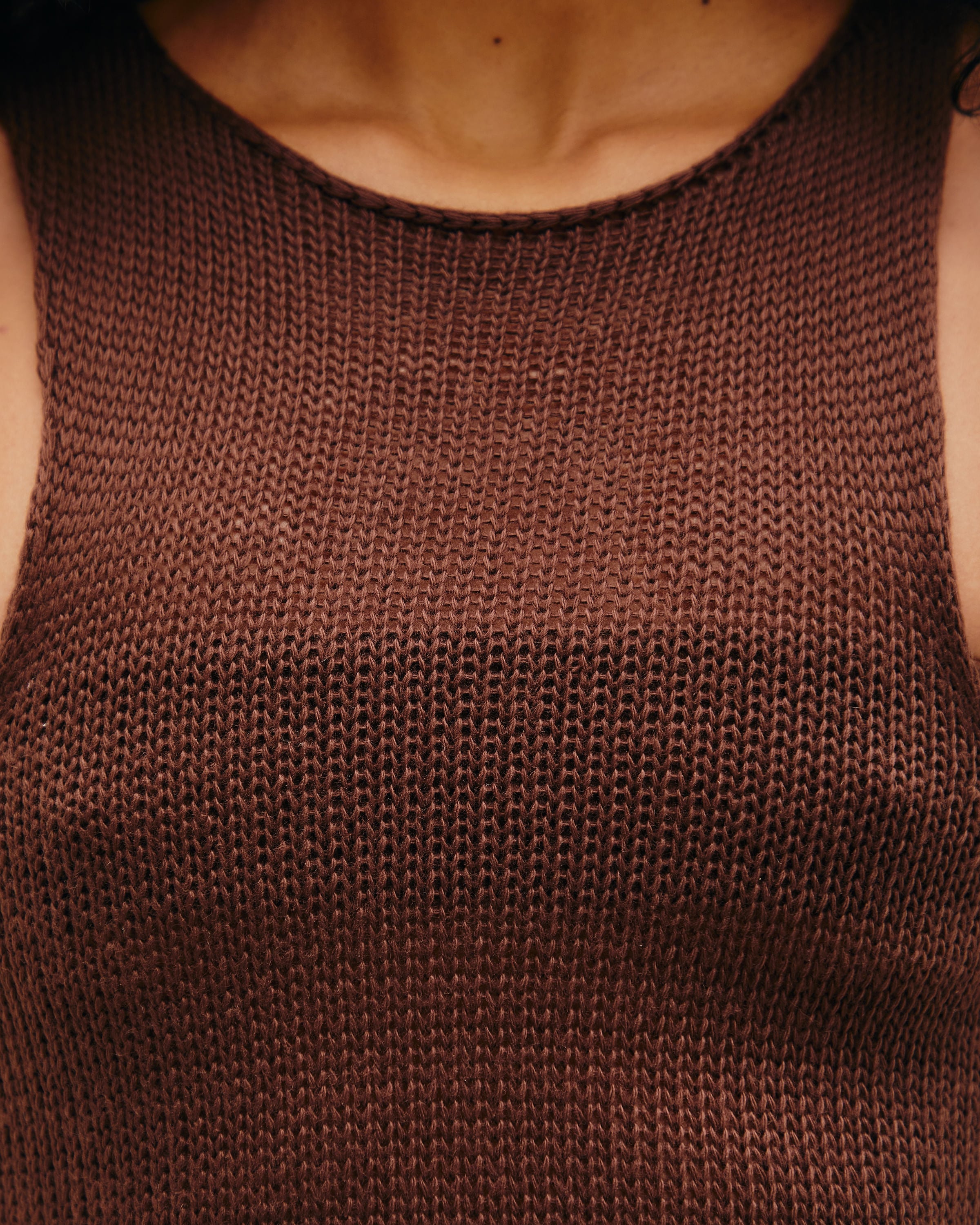 Vestido Liza Tricot Marrom Brauna