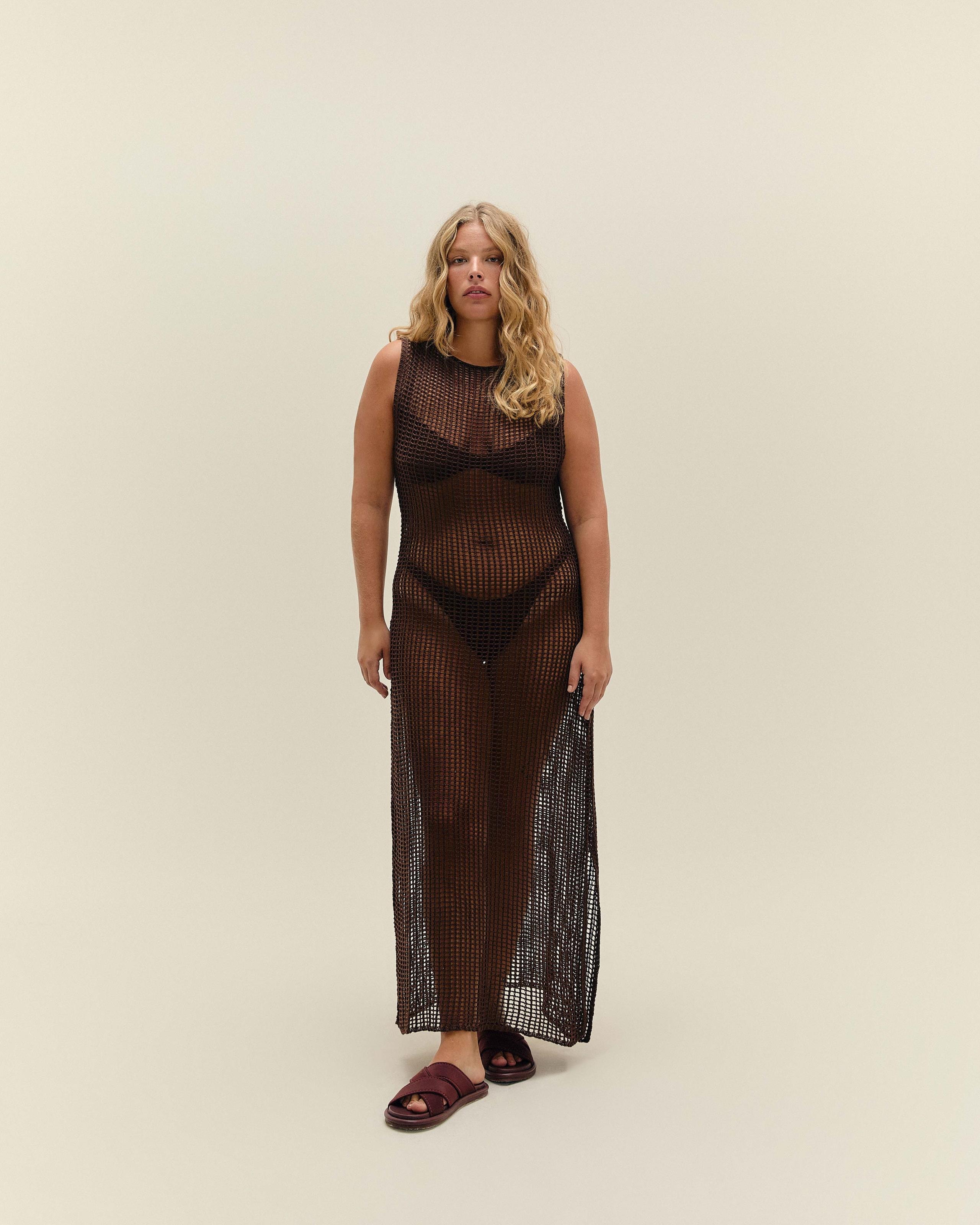 Vestido Luciana Tricot Marrom Brauna