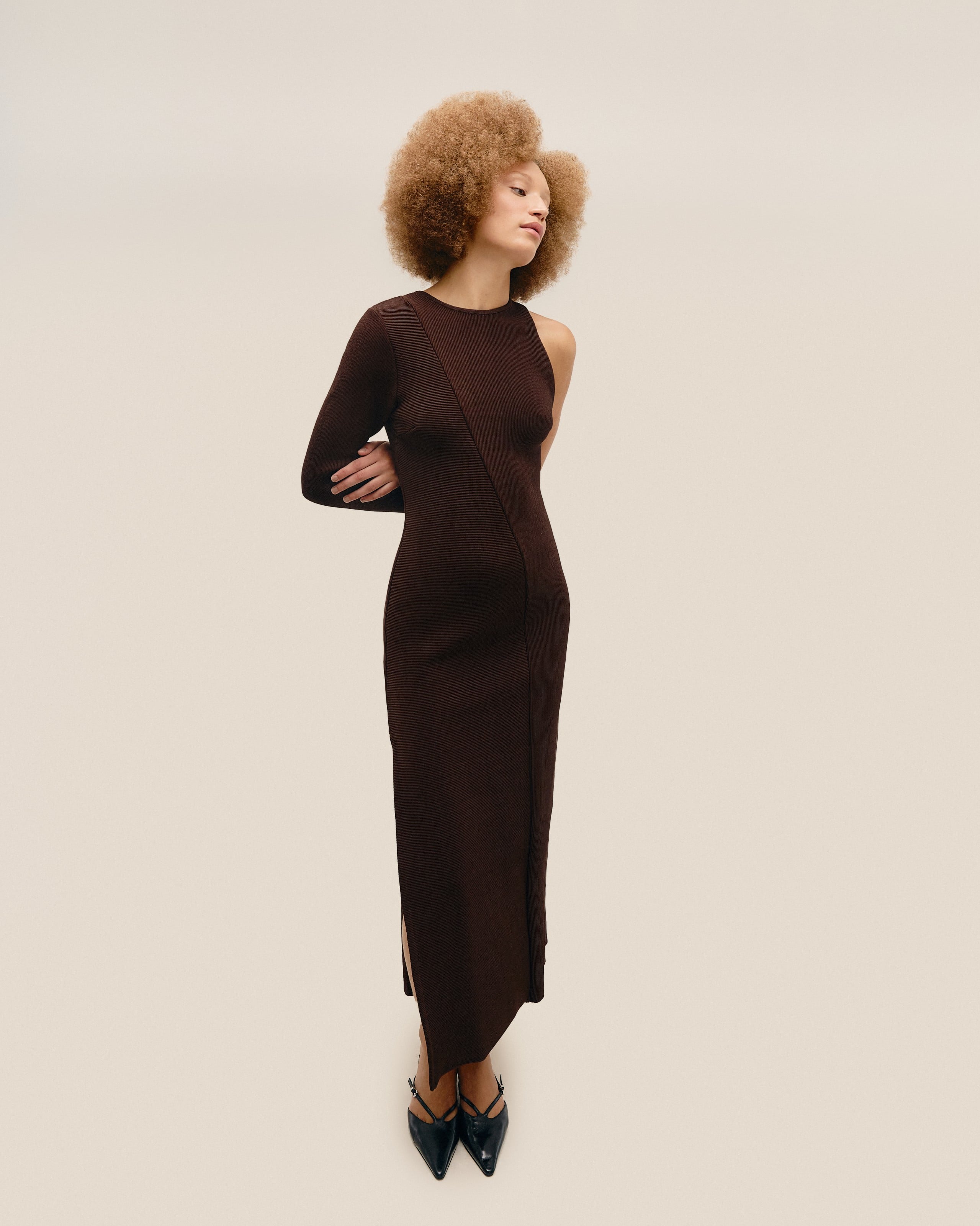 Vestido Mari Tricot Marrom Brauna