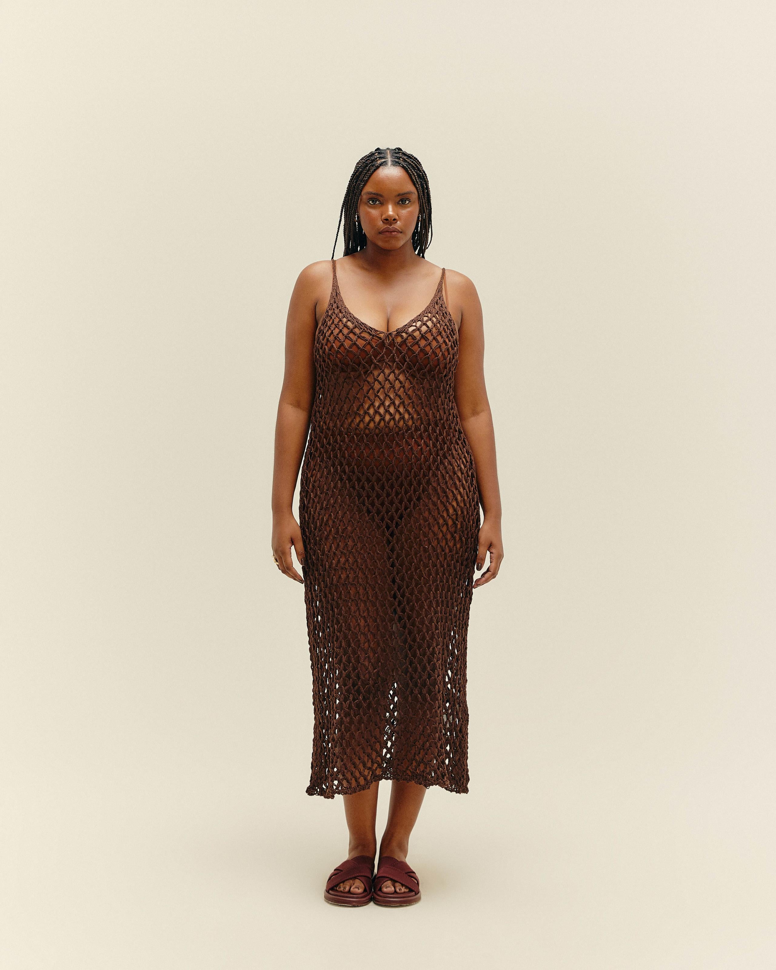 Vestido Moana Tricot Marrom Brauna