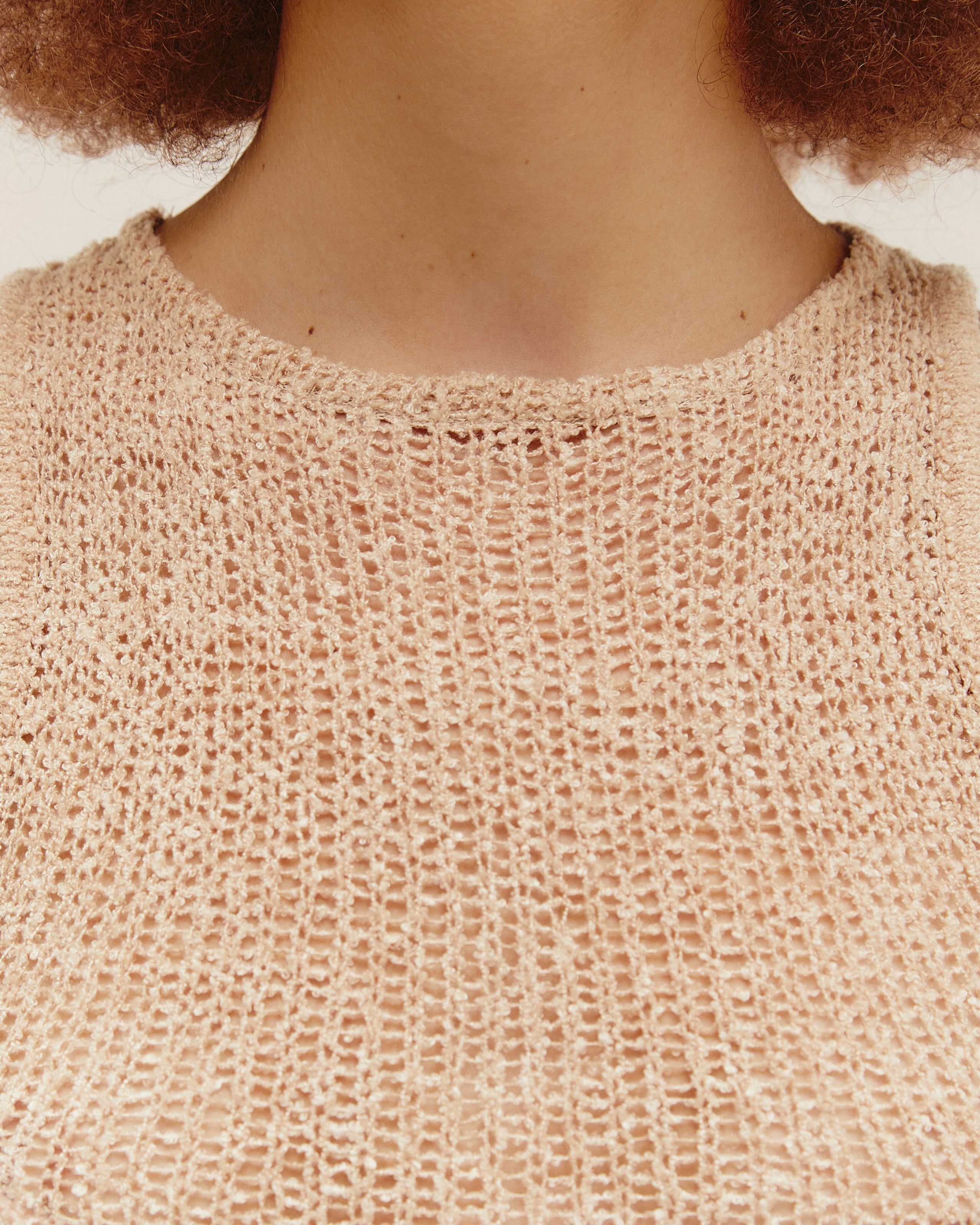 Vestido Pia Mini Tricot Bege