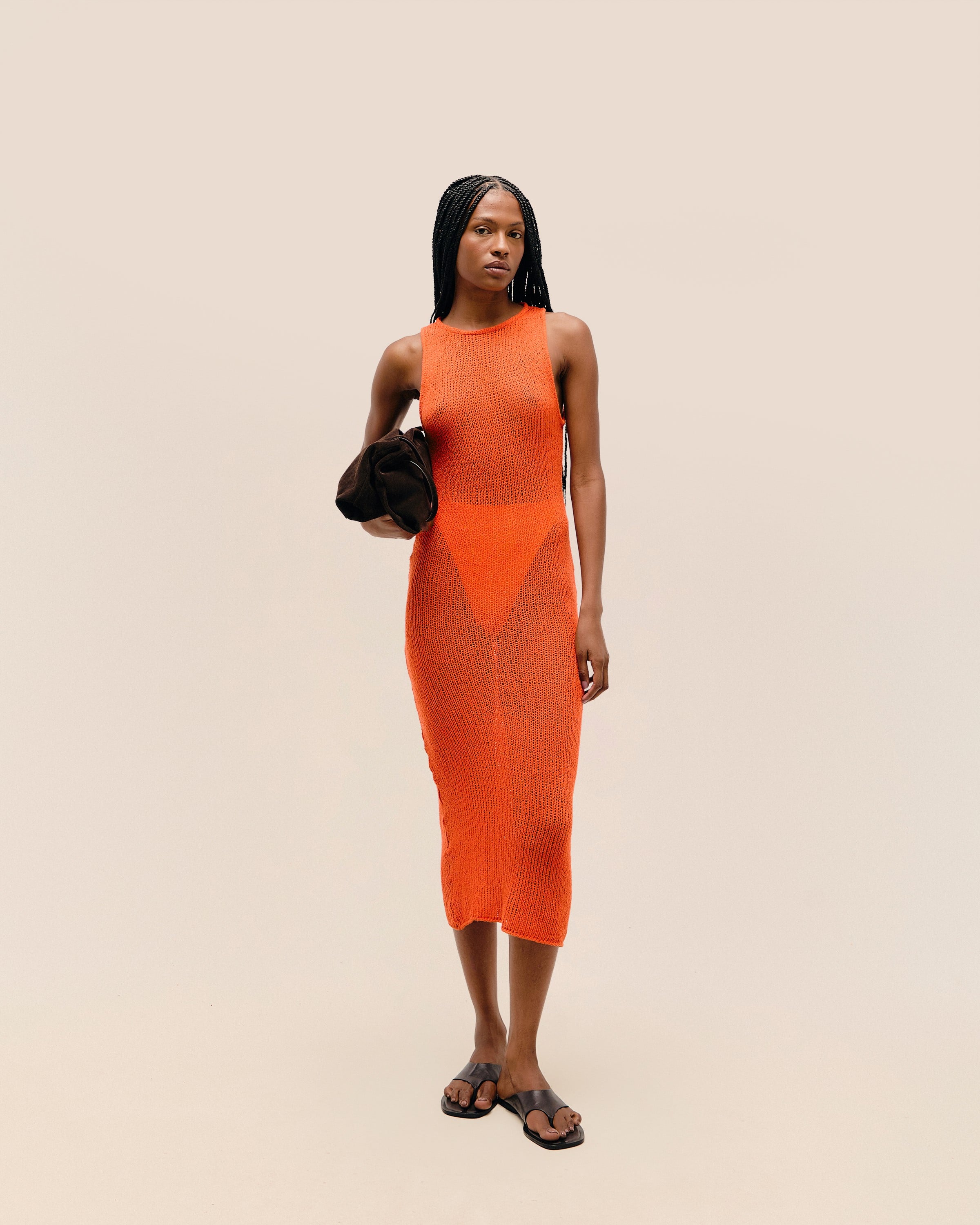 Vestido Pia Tricot Laranja Mandarina