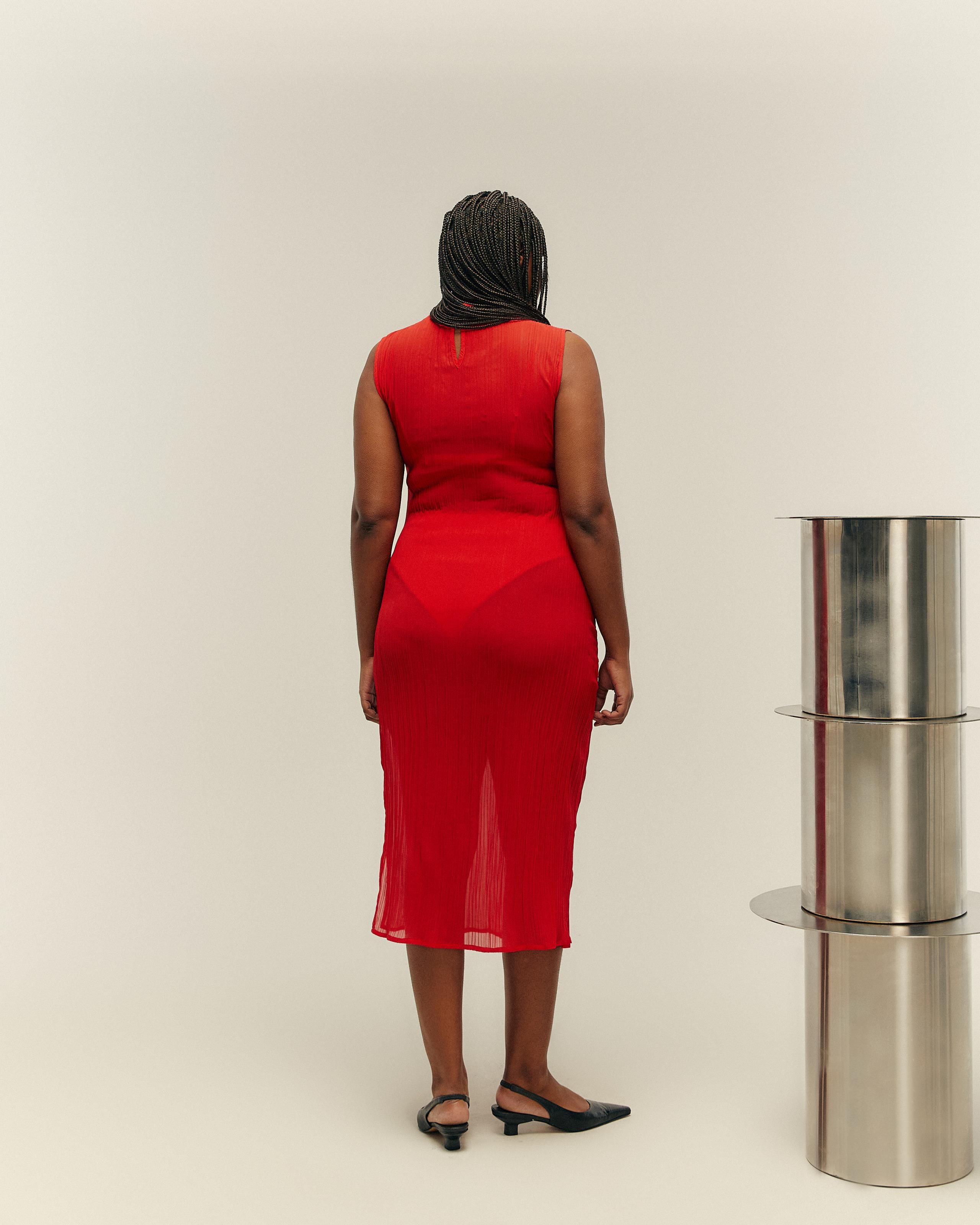 Vestido Pinton Plissado Vermelho Desvio