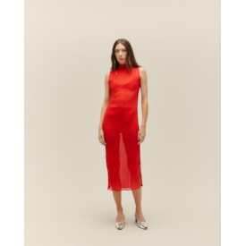 Haight — Vestido Pinton Plissado Vermelho Desvio