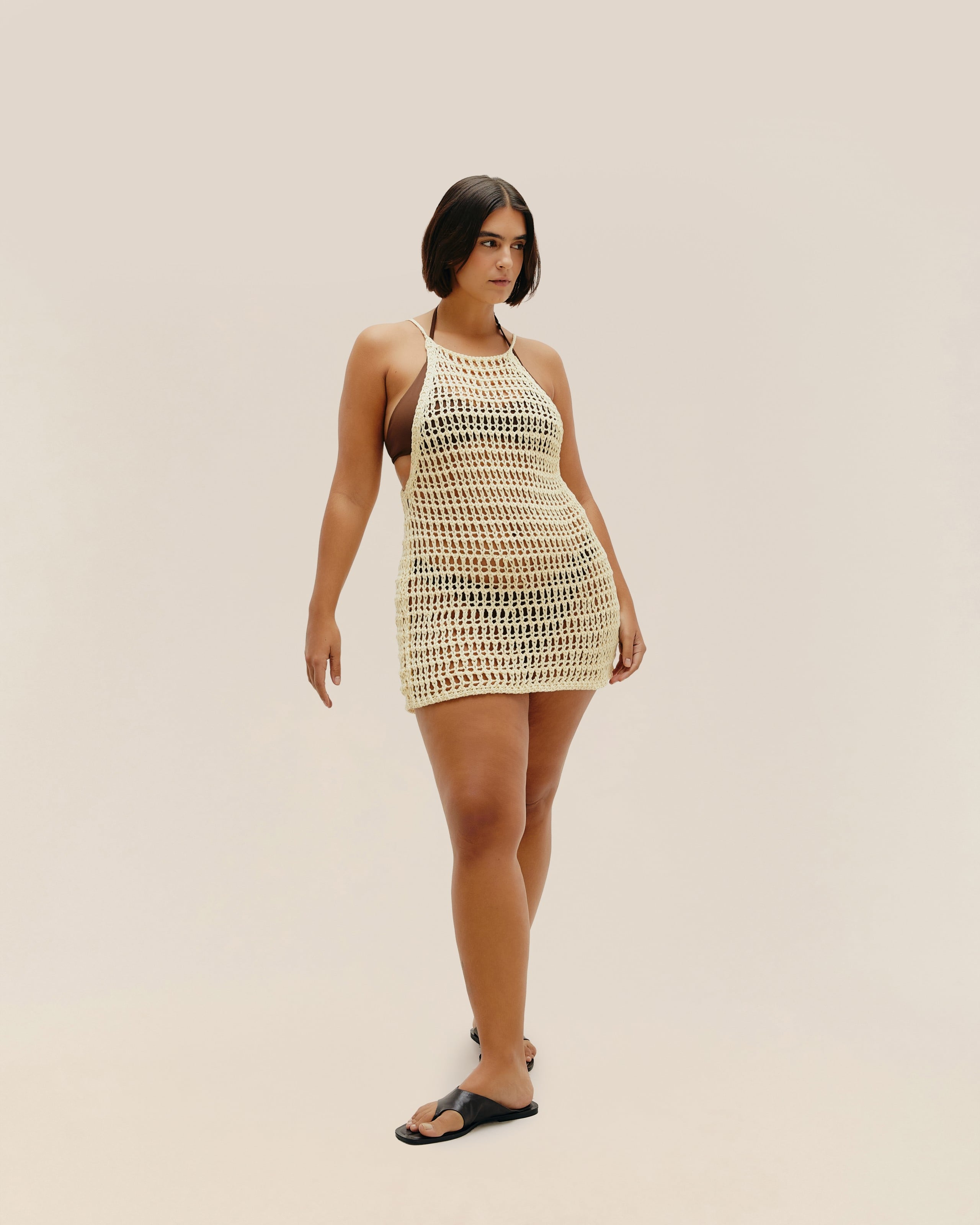 Vestido Pipa Tricot Bege