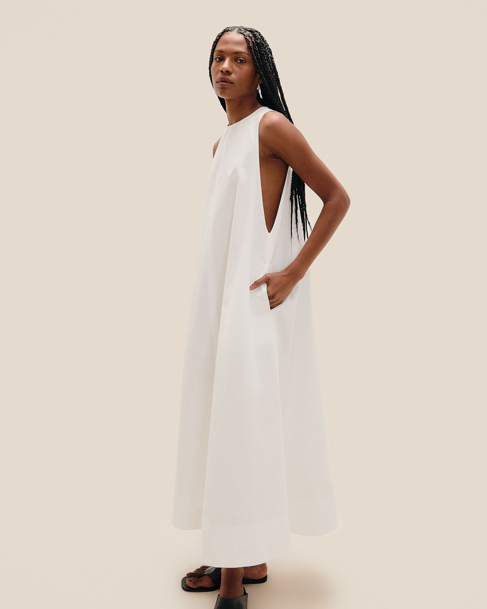 Vestido Recortes Off-White