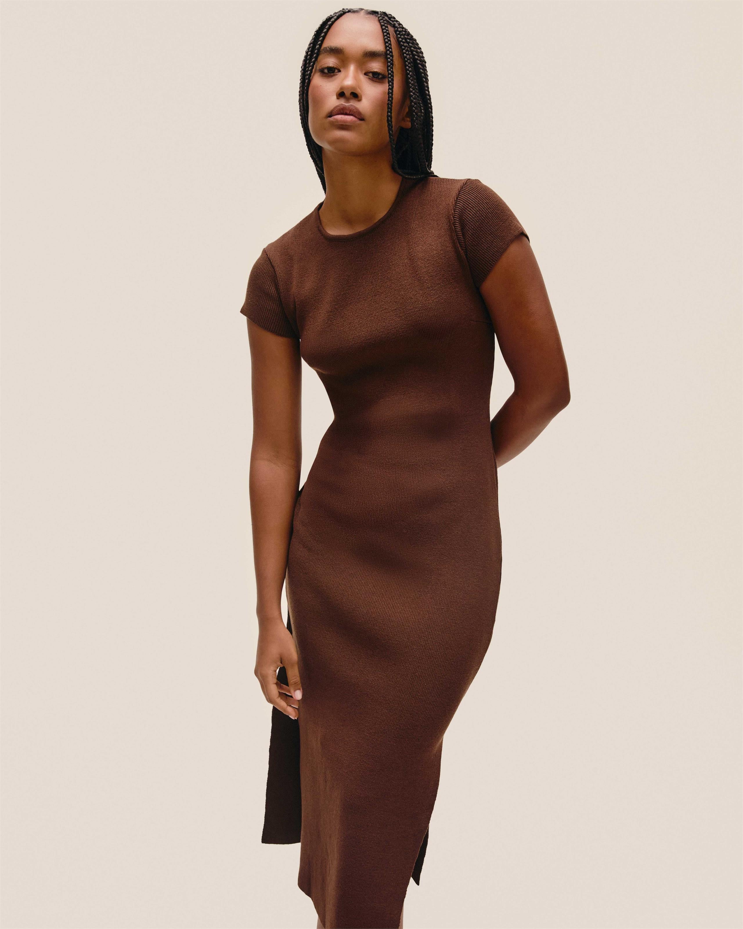 Vestido Roge Tricot Marrom