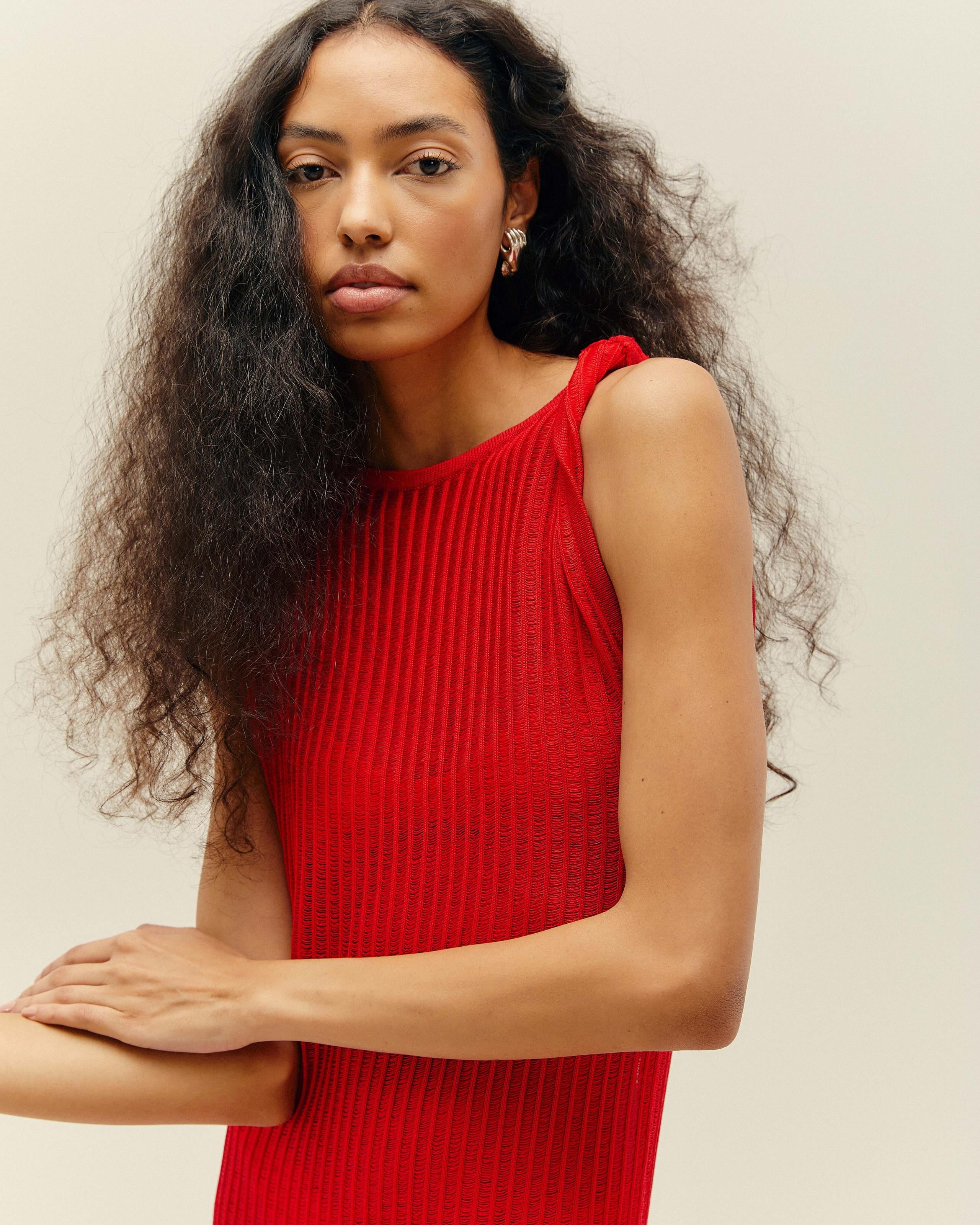 Vestido Torcido Tricot Vermelho Desvio